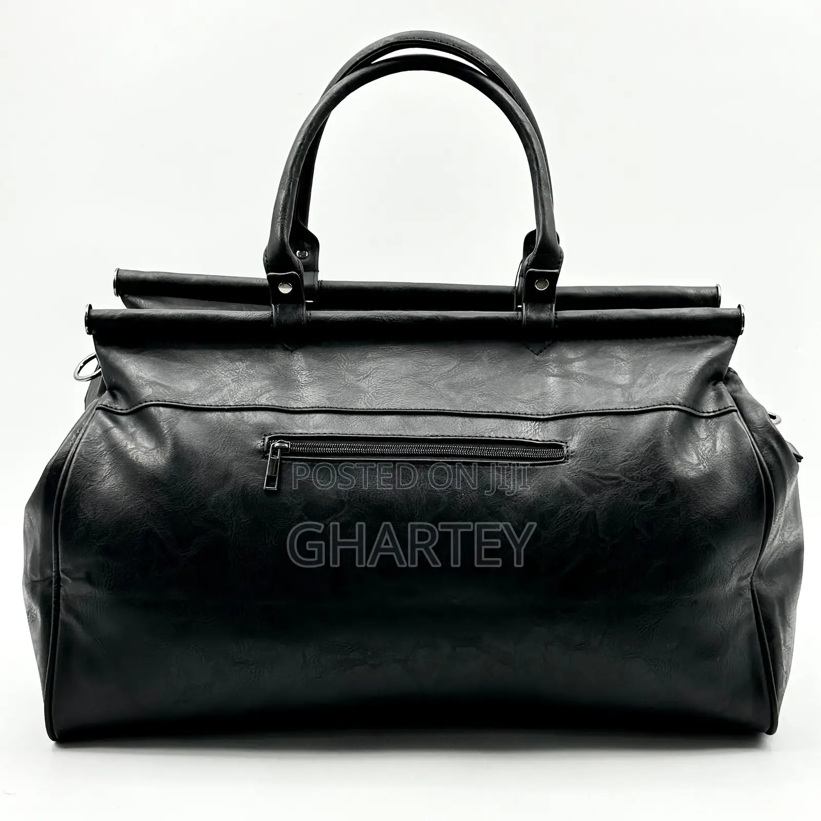 Leather Duffle Bag Black, Genuine Leather
