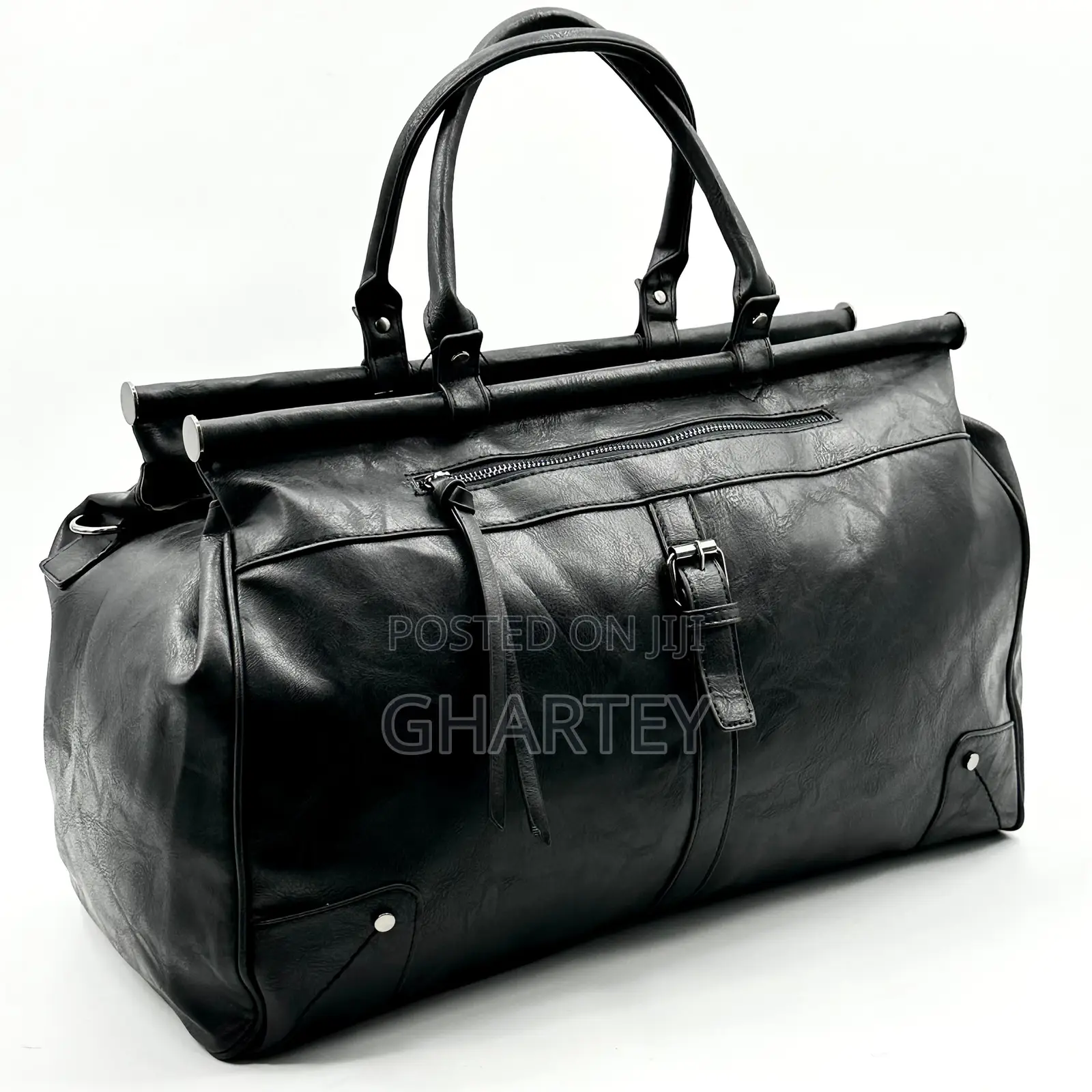Leather Duffle Bag Black, Genuine Leather
