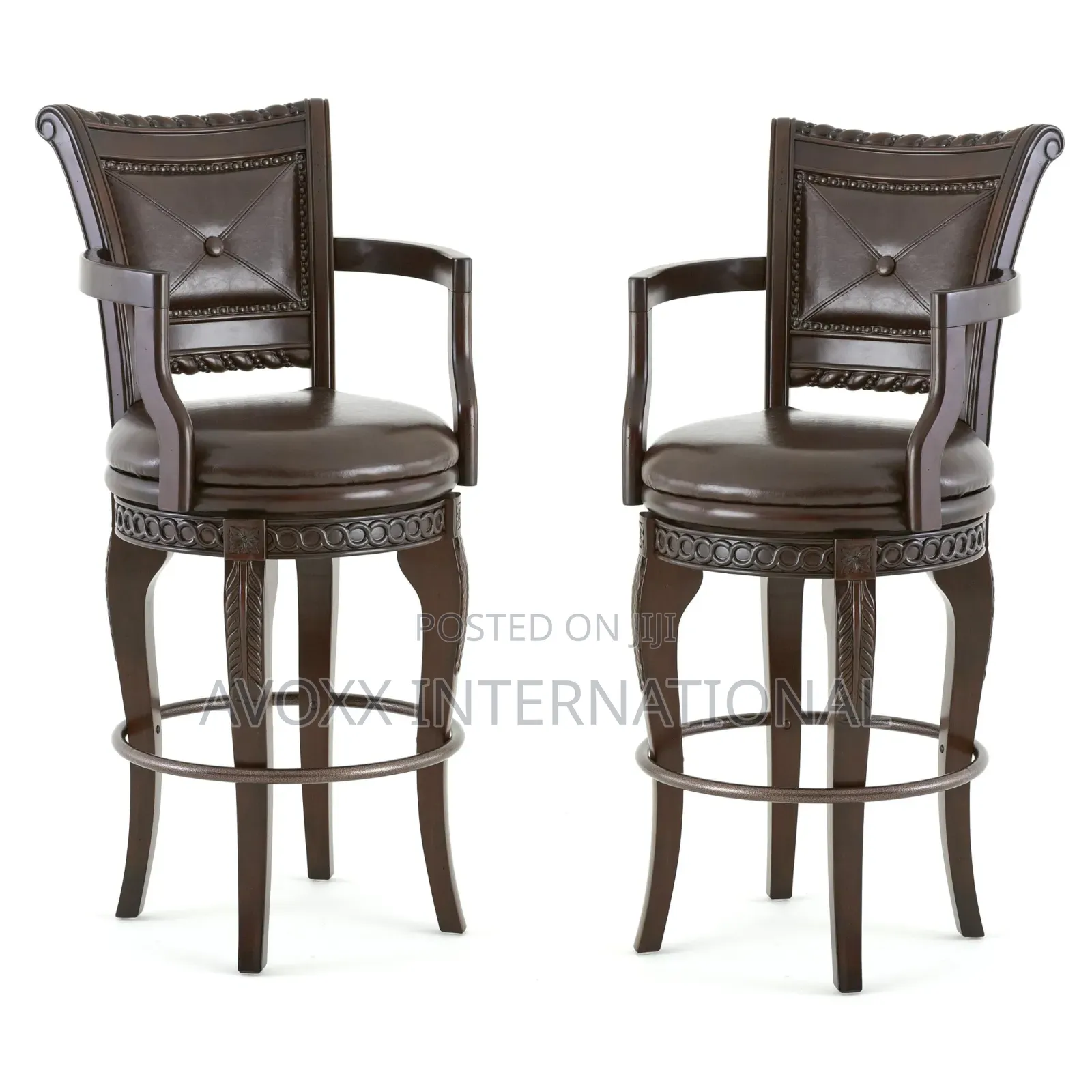 Steve Silver Antoinette PU Swivel Bar Chair, 2 Sets