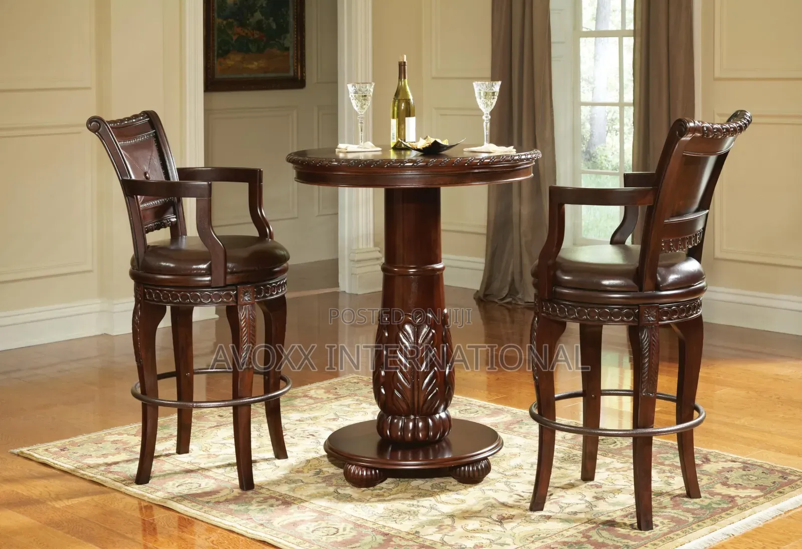 Steve Silver Antoinette PU Swivel Bar Chair, 2 Sets