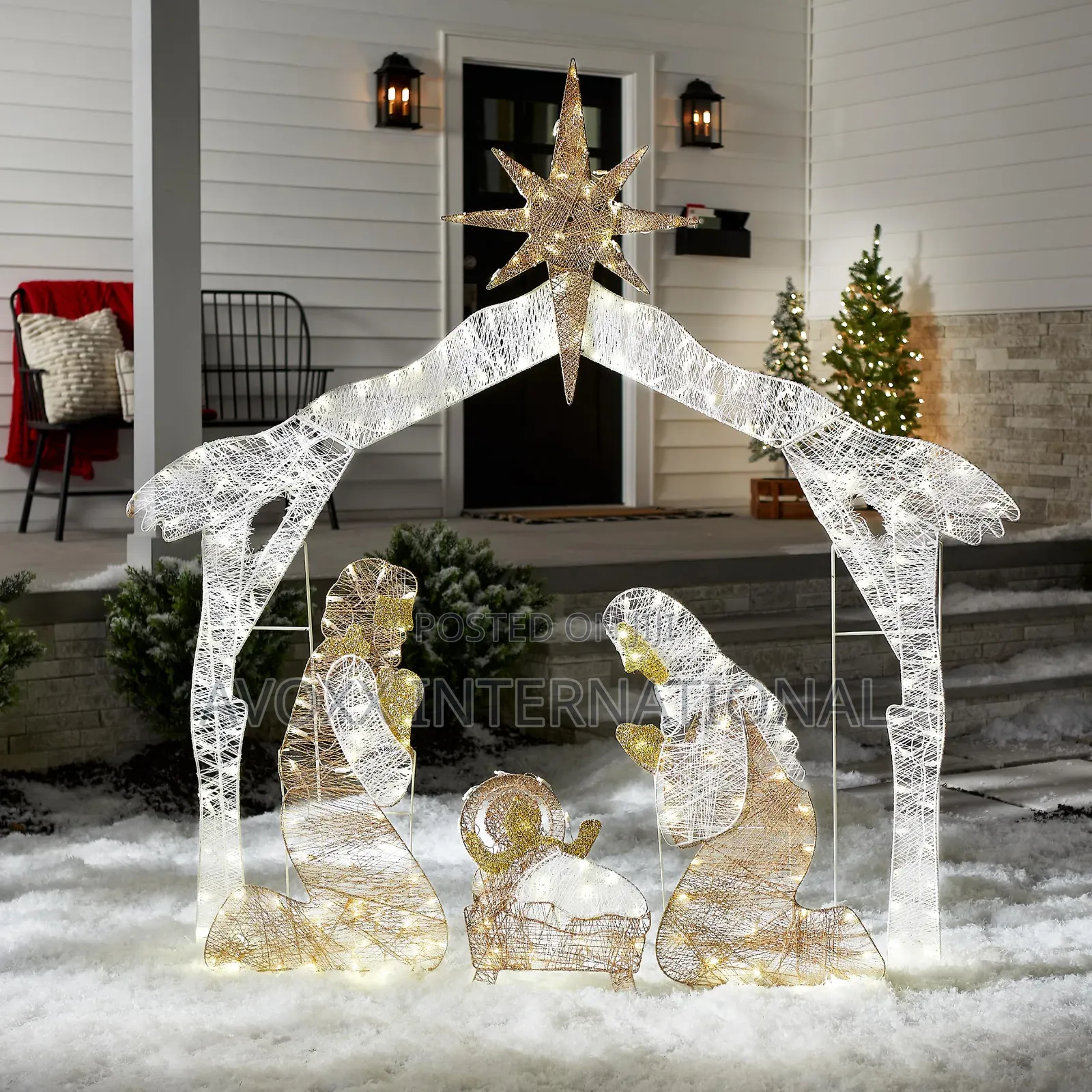NTC Pre-Lit Nativity Scene, Cool White Lights, LED, 72"