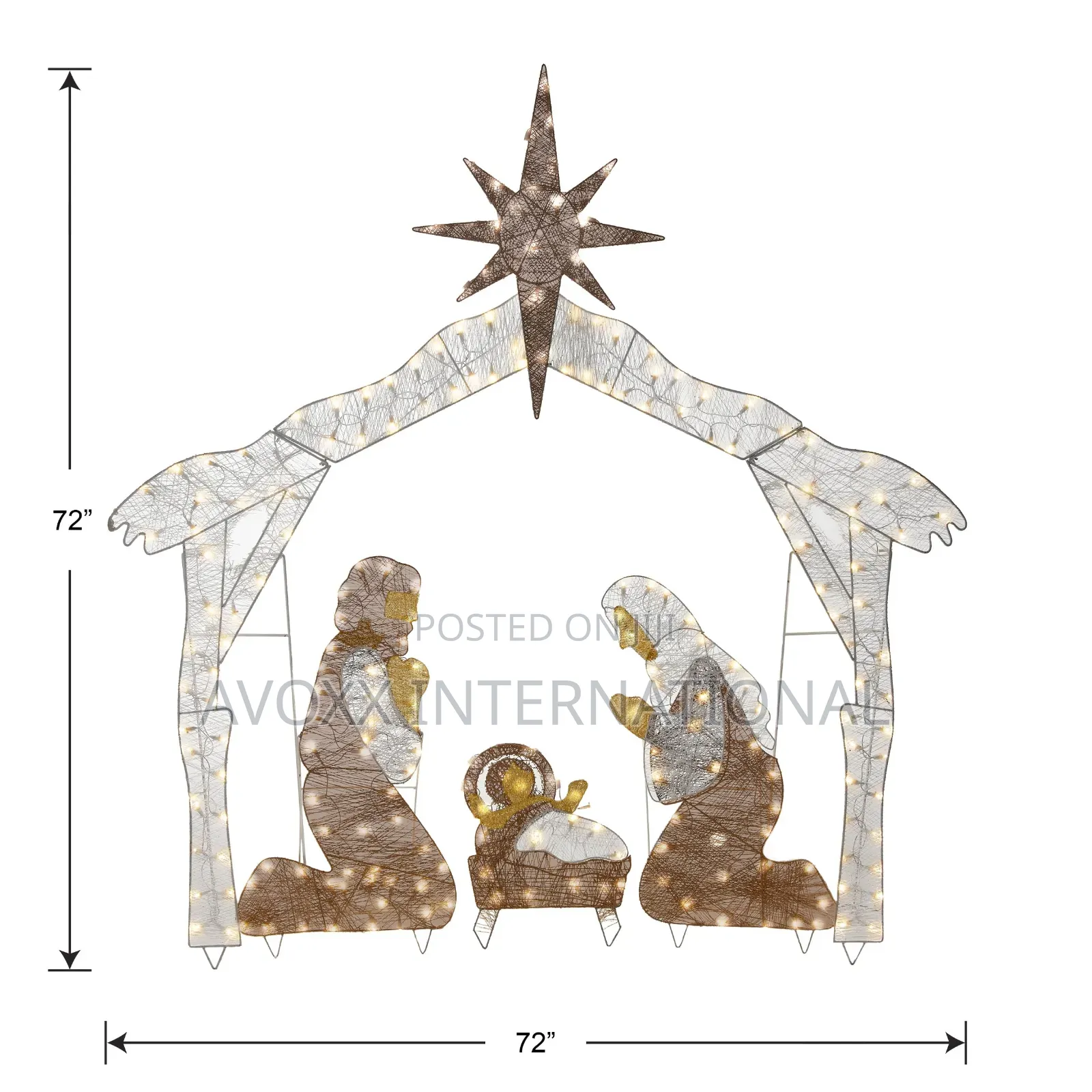 NTC Pre-Lit Nativity Scene, Cool White Lights, LED, 72"