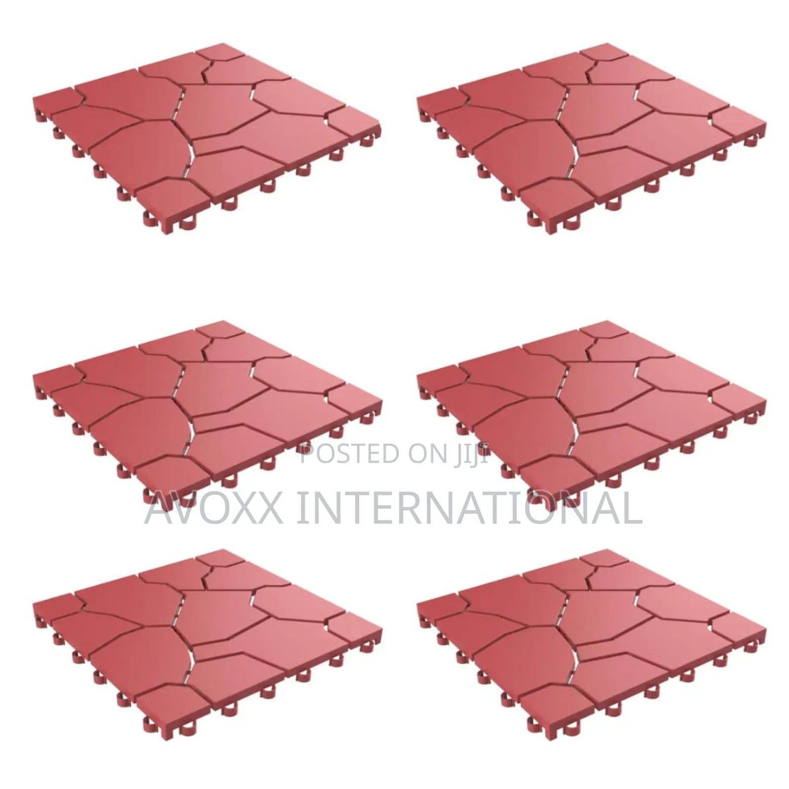 Pure Garden Interlocking Look Patio Tiles, Brick Red, 6count