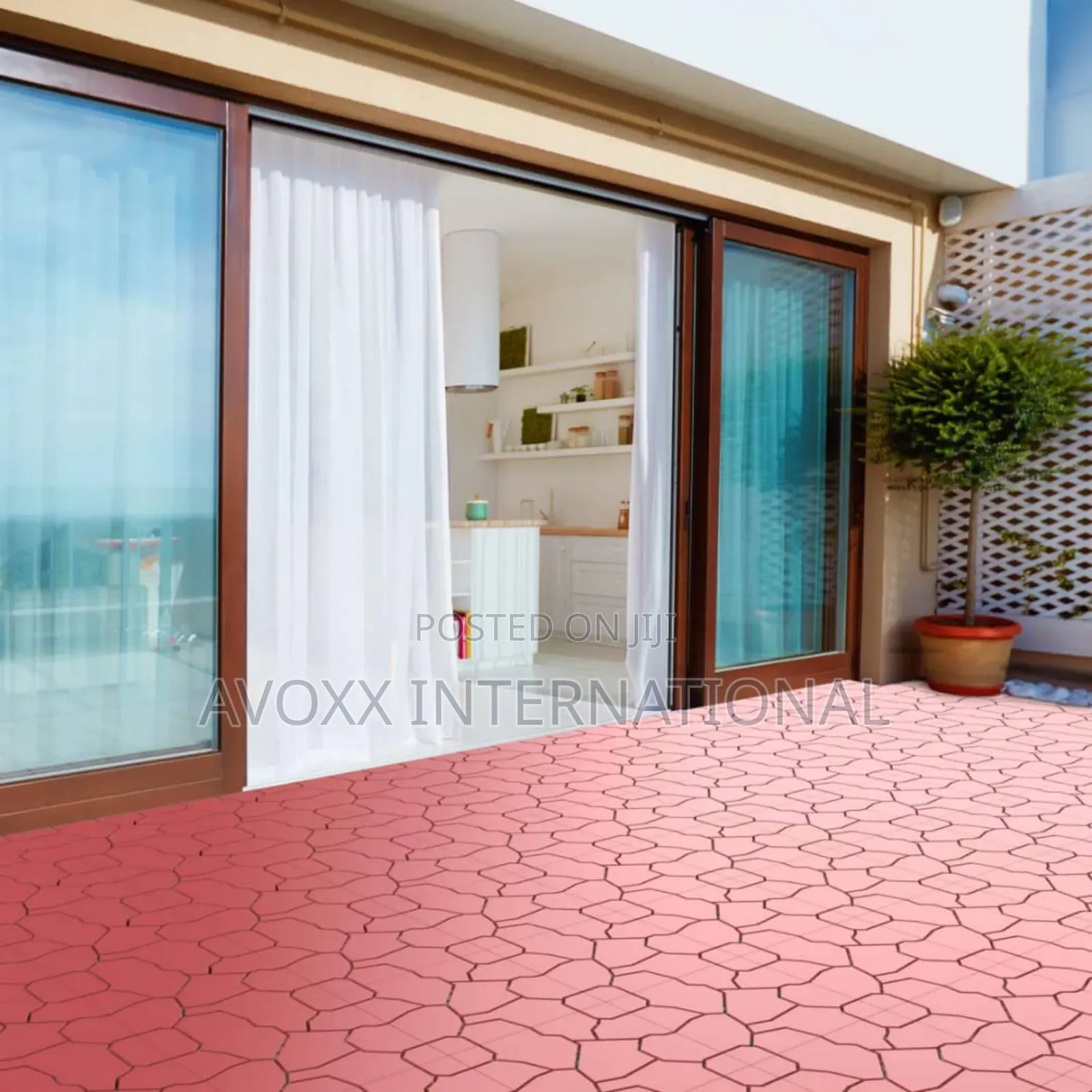 Pure Garden Interlocking Look Patio Tiles, Brick Red, 6count
