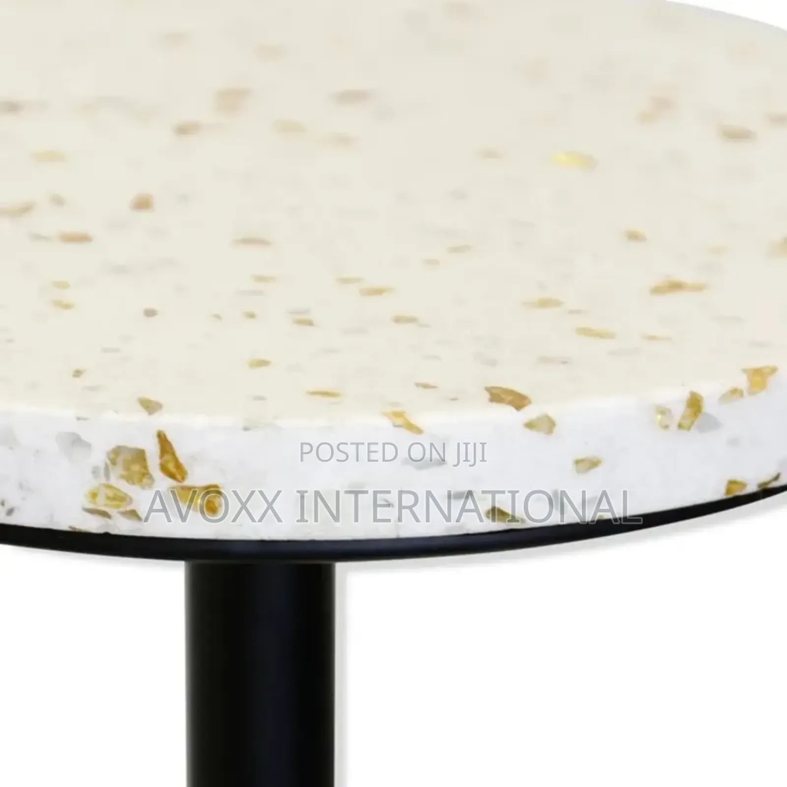 Ebony Pedestal Drinking Table W/White Gold Flaked Top