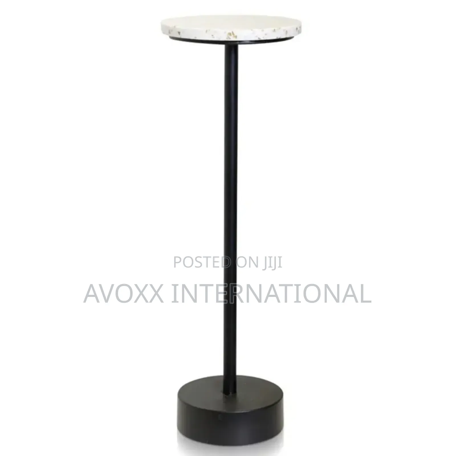 Ebony Pedestal Drinking Table W/White Gold Flaked Top