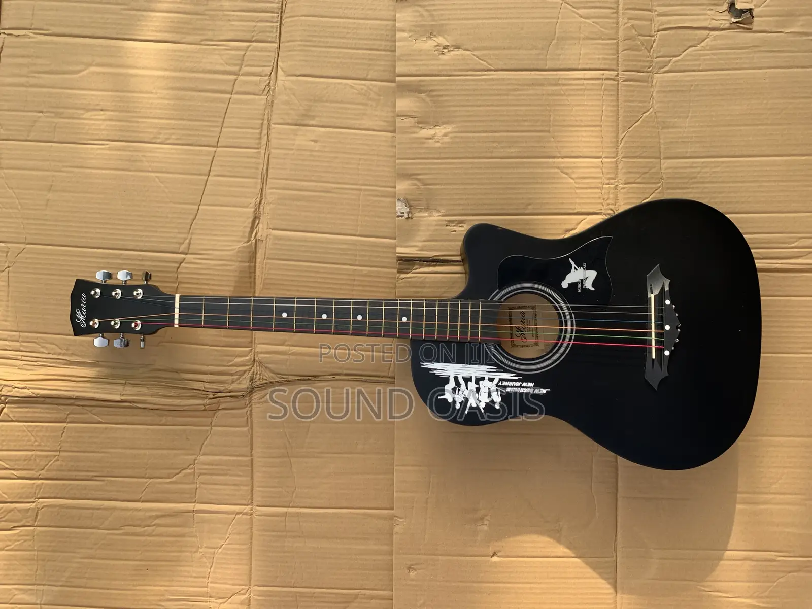 Maria Black Acoustic Guitar With Colored Strings