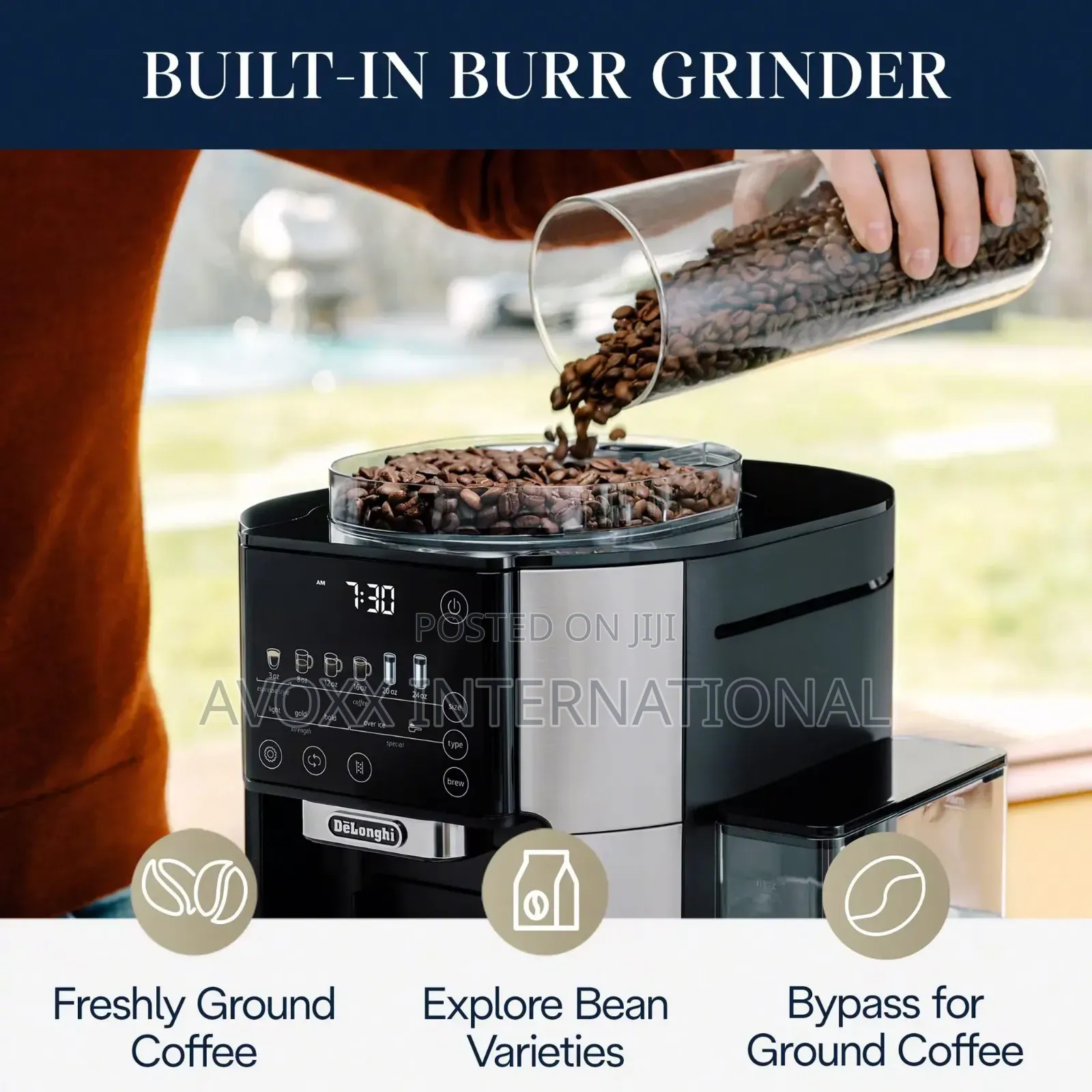 De'longhi Truebrew Coffee Maker, Built in Grinder CAM51025MB