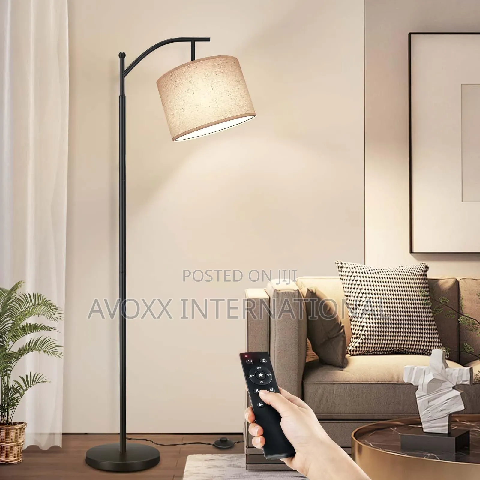 OUTON Arc Floor Lamp W/Remote Cont, LED Dimmable Modern Lamp