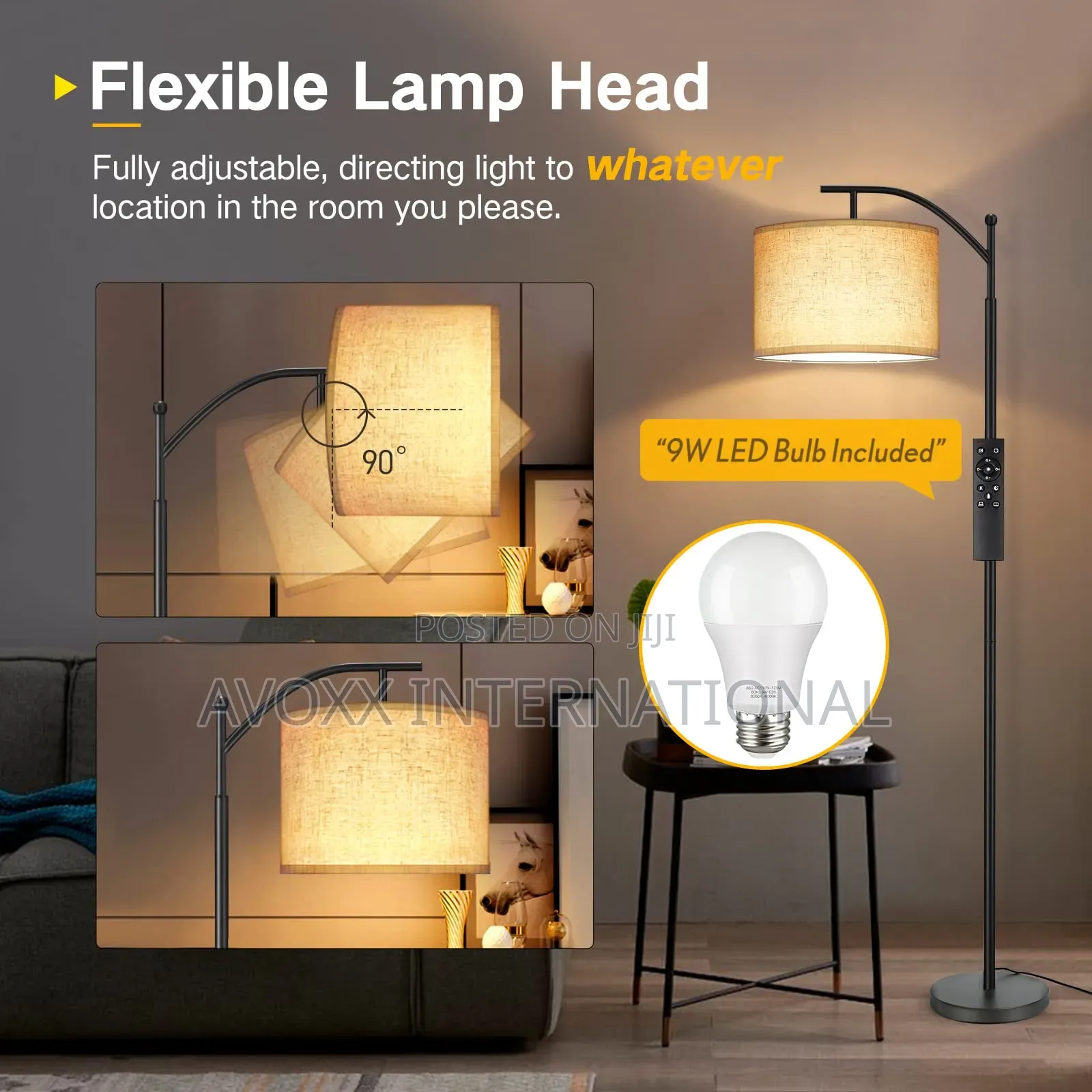OUTON Arc Floor Lamp W/Remote Cont, LED Dimmable Modern Lamp