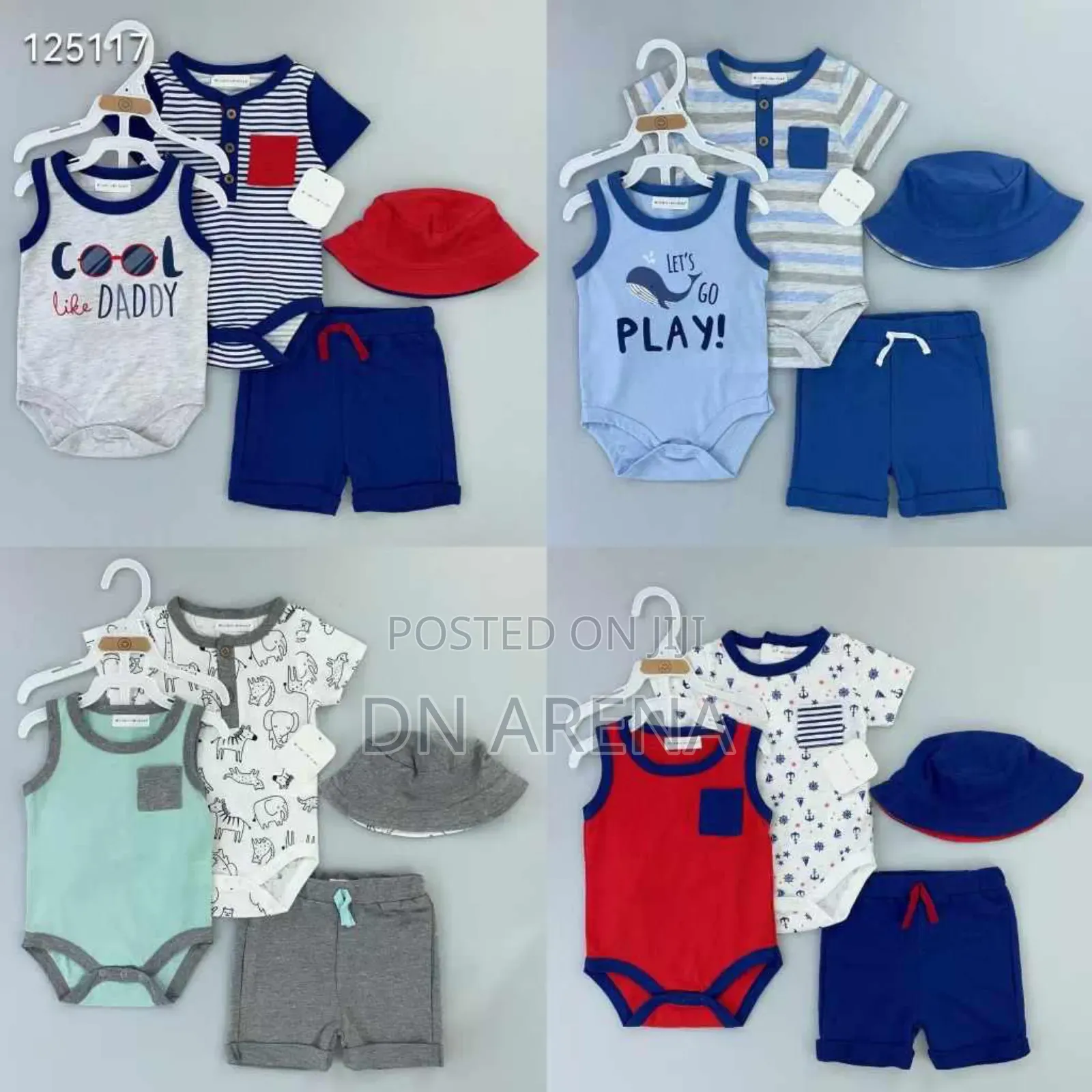 Organic Cotton Baby Boys 4pc Gift Set T-Shirt Shorts Hat