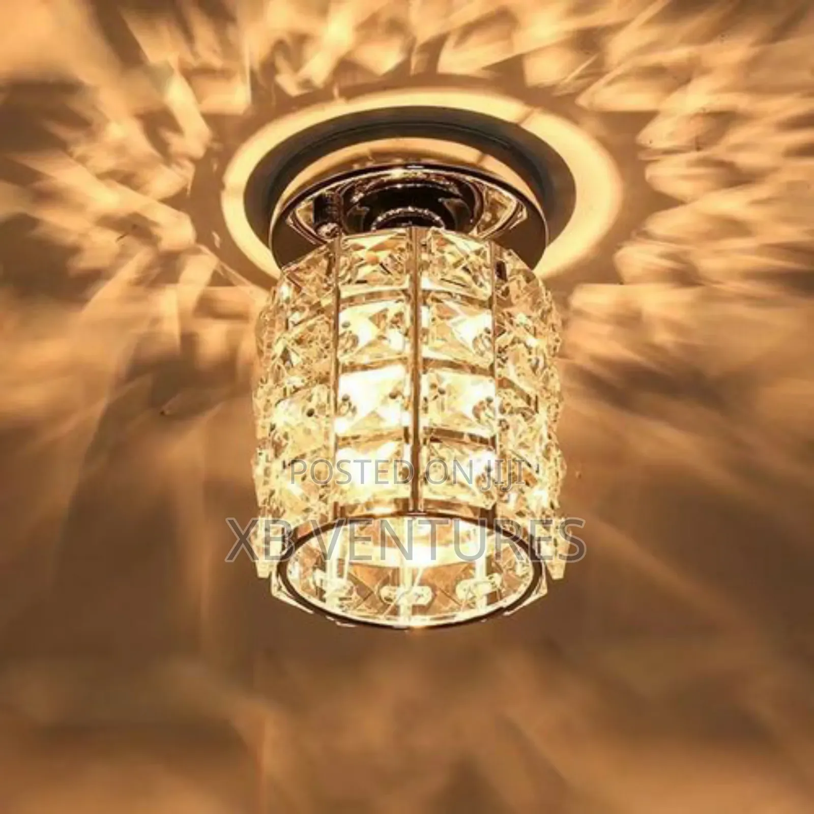 Nordic Round Plaid Crystal Ceiling Tricolor Light