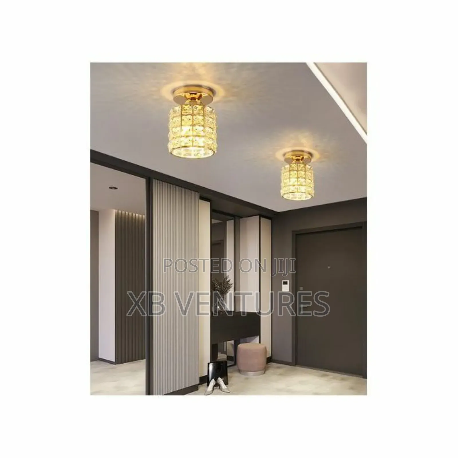 Nordic Round Plaid Crystal Ceiling Tricolor Light