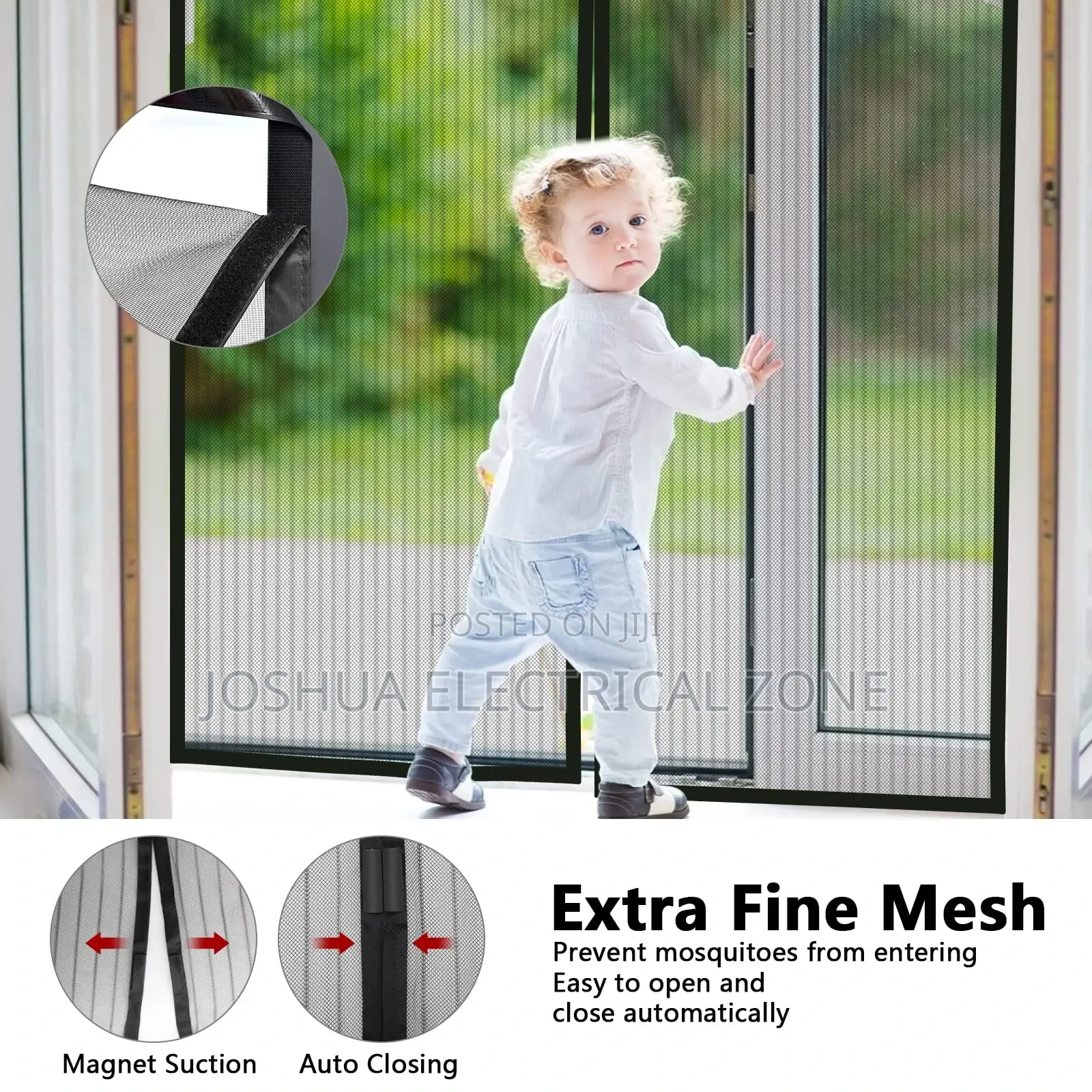 Magnetic Screen Door Mesh Handsfree Insect Barrier for Doors