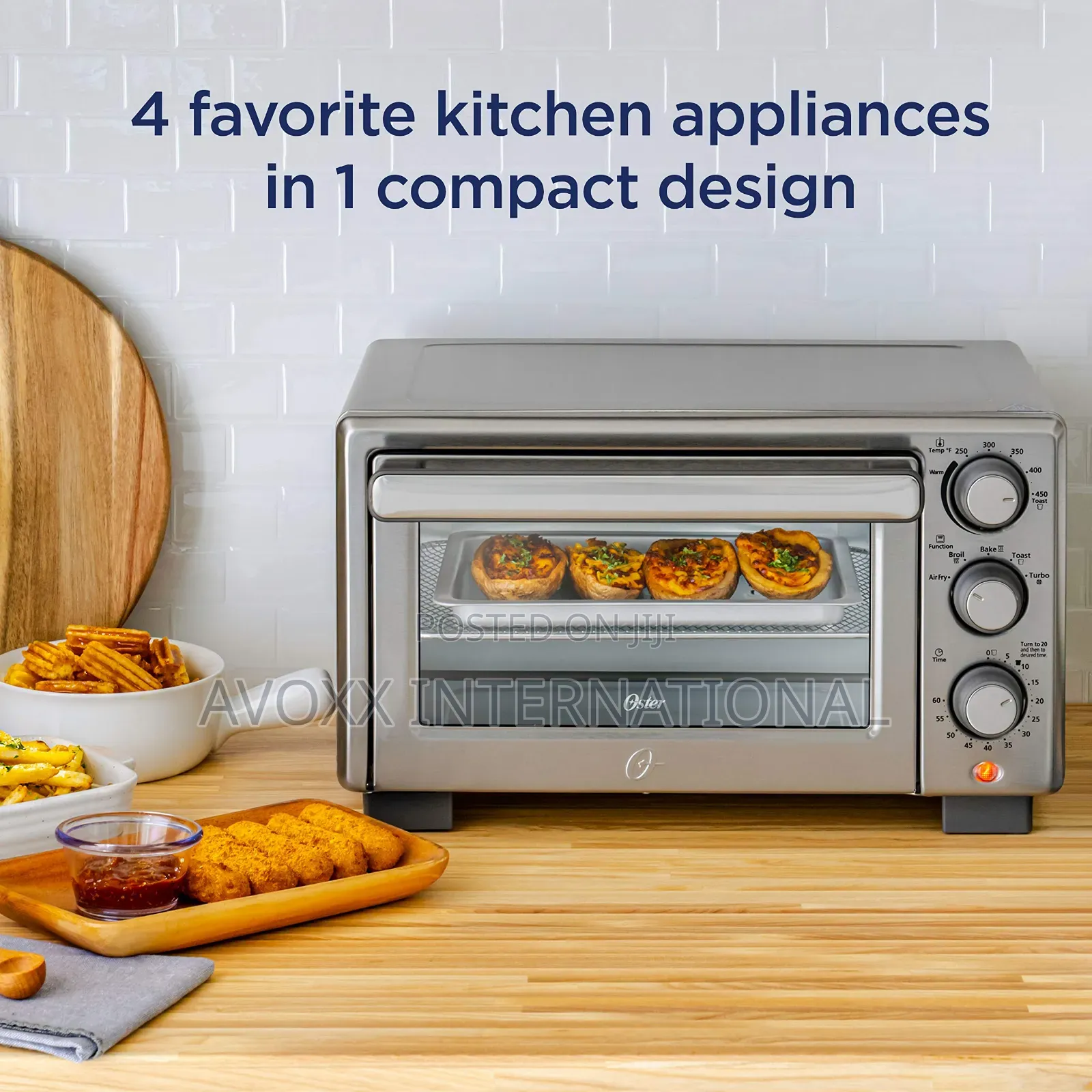 Oster Compact Countertop Oven With Air Fryer,Stainless Steel