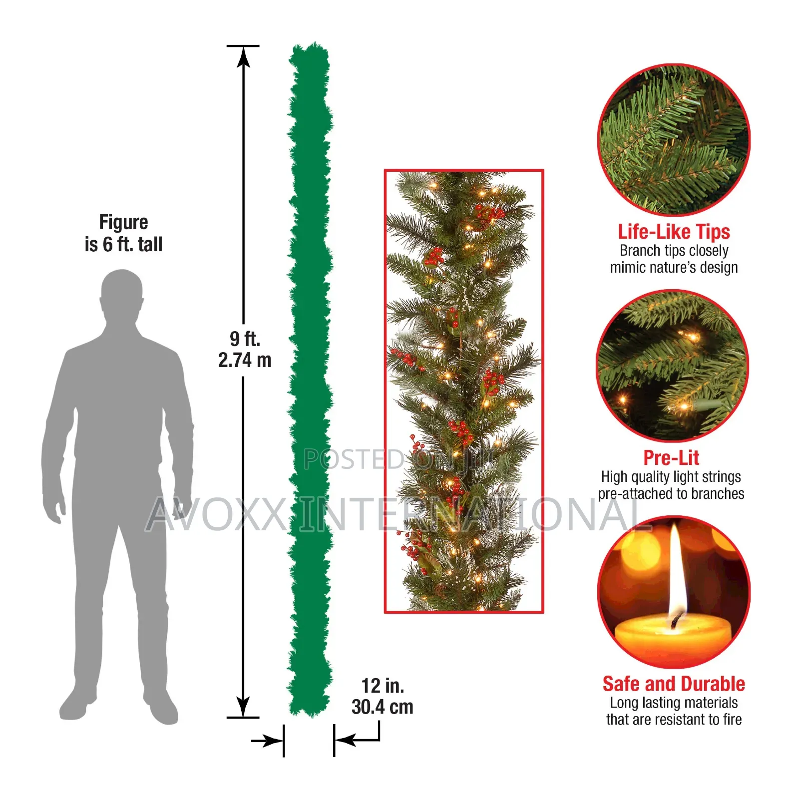 NTC Pre-Lit Artificial Christmas Garland 9ft