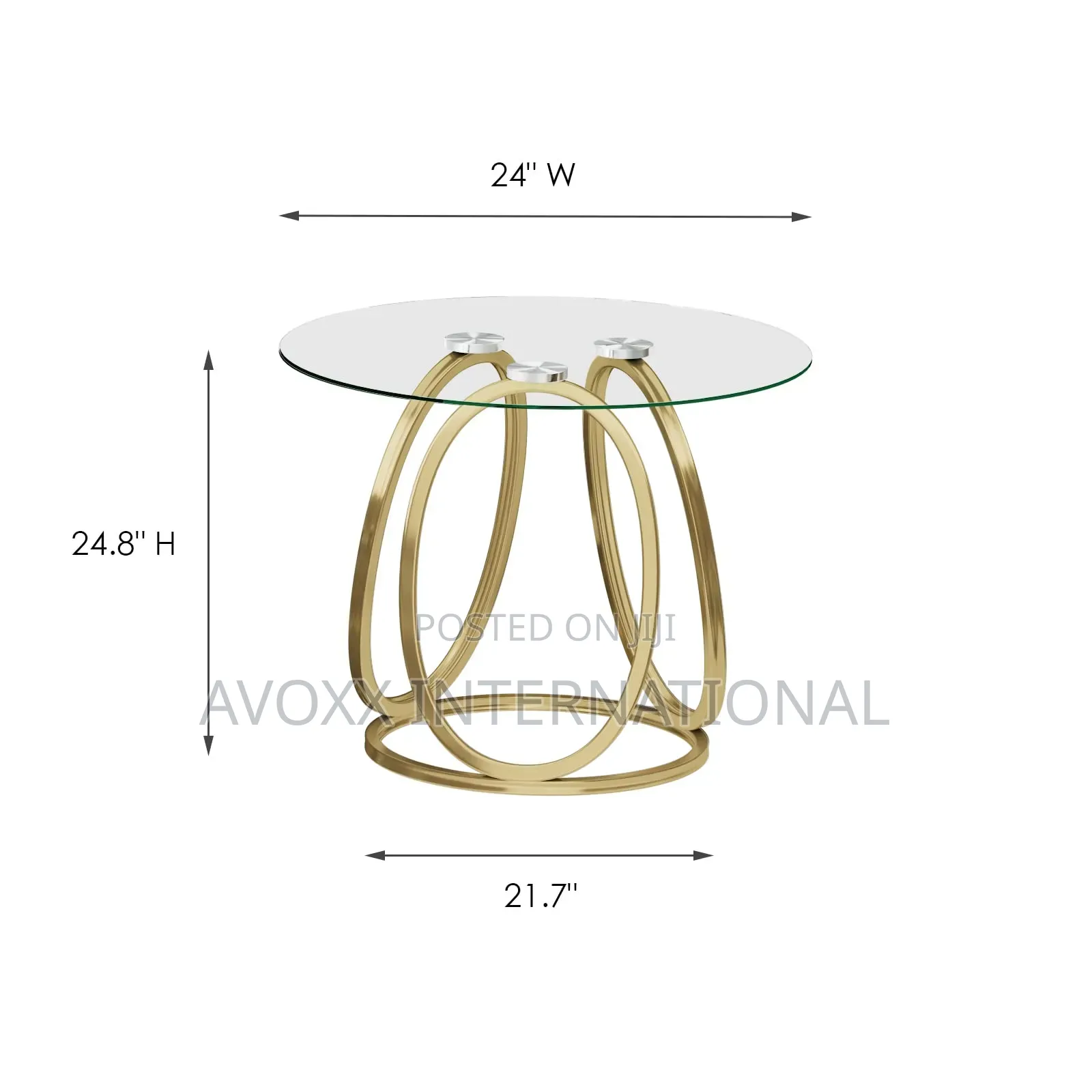 O K FURNITURE Gold End Table, Modern Glass Side Table