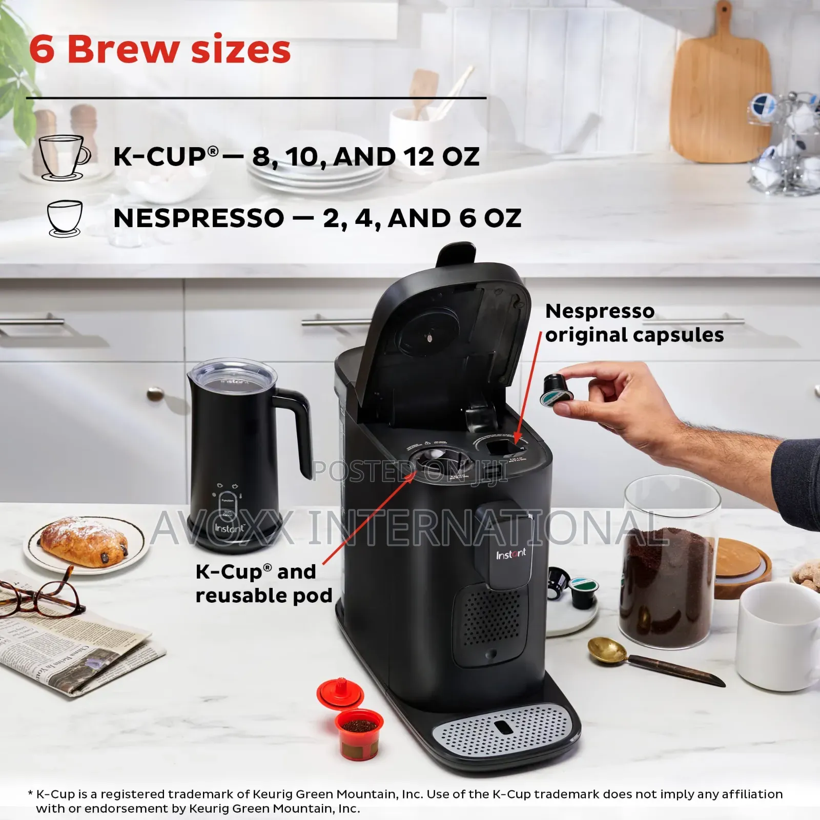 Instant Pot 3-in-1 Espresso, K-Cup Pod Ground Coffee Maker