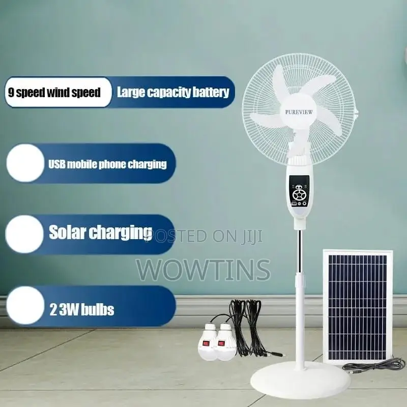 Rechargeable Fan With Solar Panel Bluetooth Speaker, Radio