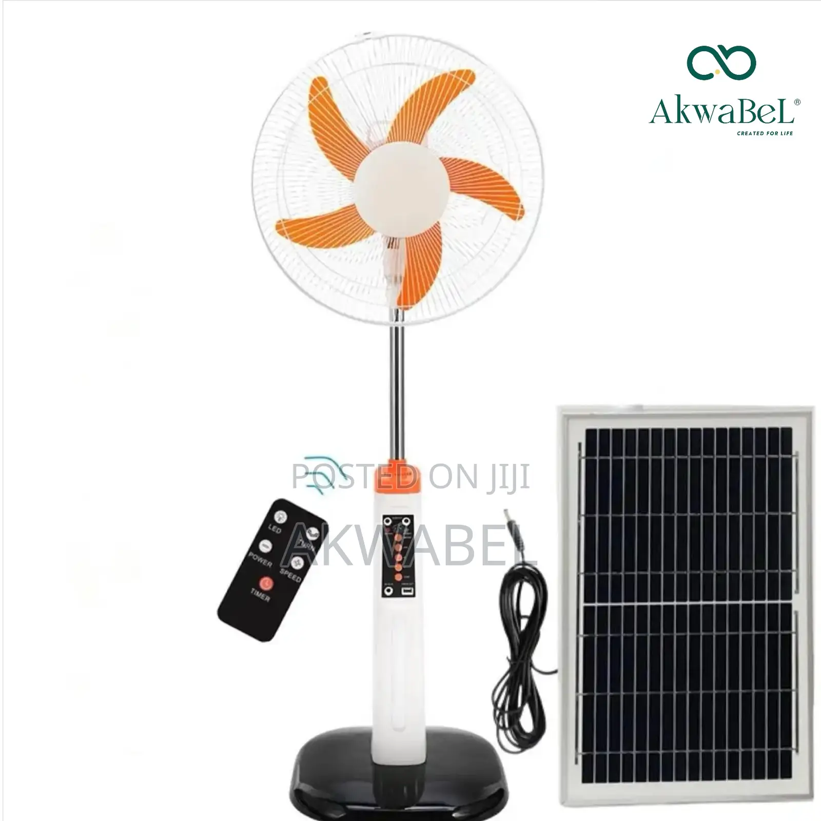 Rechargeable Solar Fan • Remote Controlled •16inch • Ac/Dc