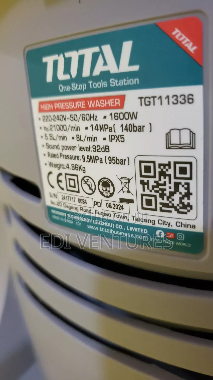 Total 1600w High Pressure Washer