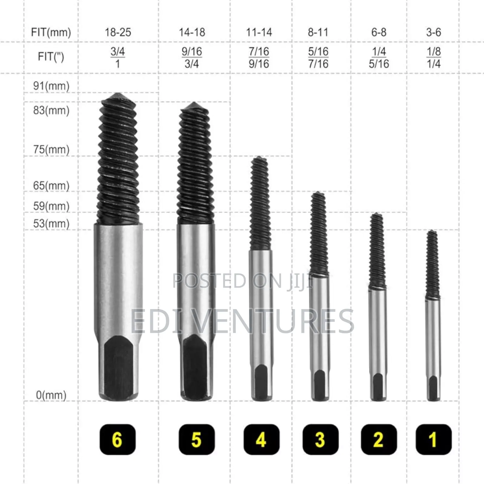 Ingco 6 Pieces Screw Extractor Set
