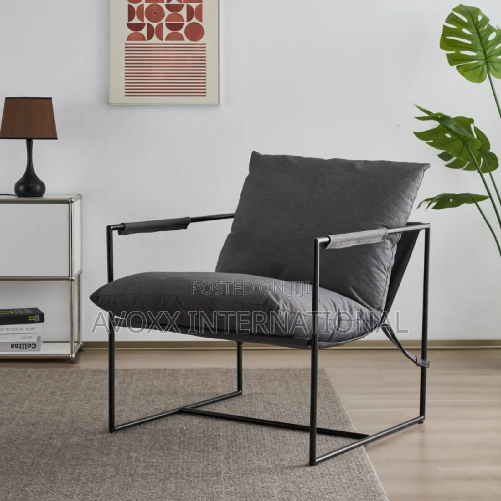 Cliatt Modern Metal Framed Sling Upholstered Chair/Oversized