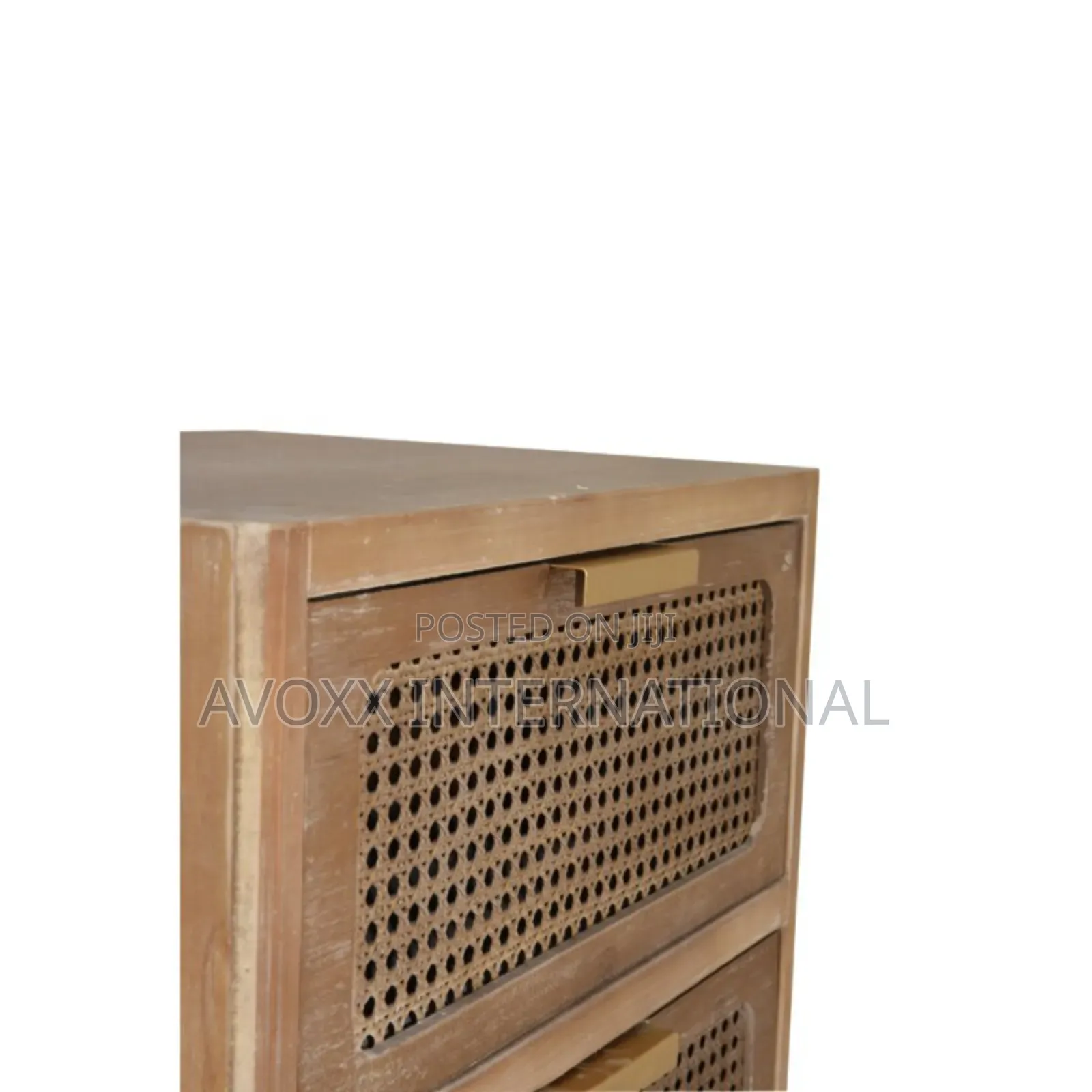 Nador Rustic Woven Fronts Nightstand, 2 Drawer End Table