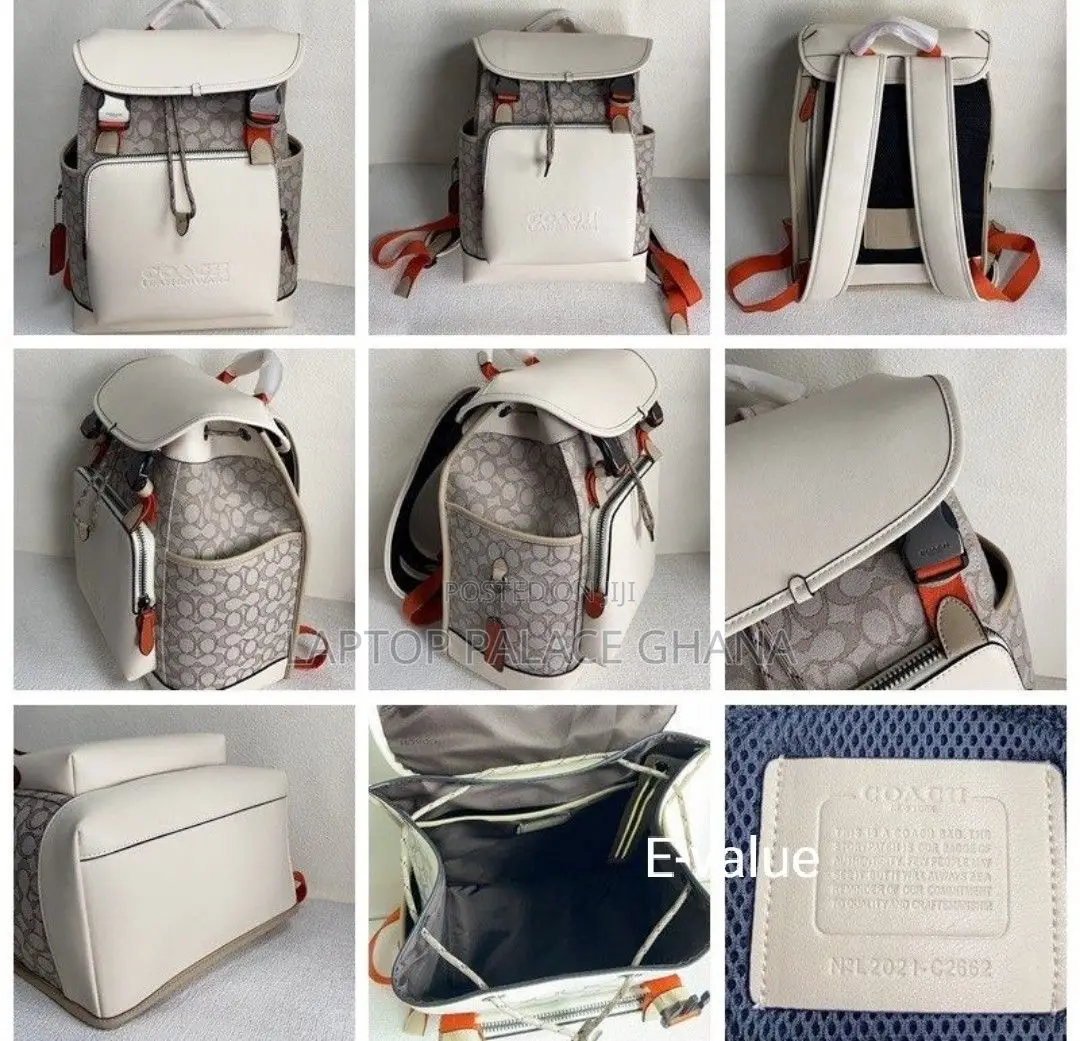 Coach White League Flap Laptop Backpack