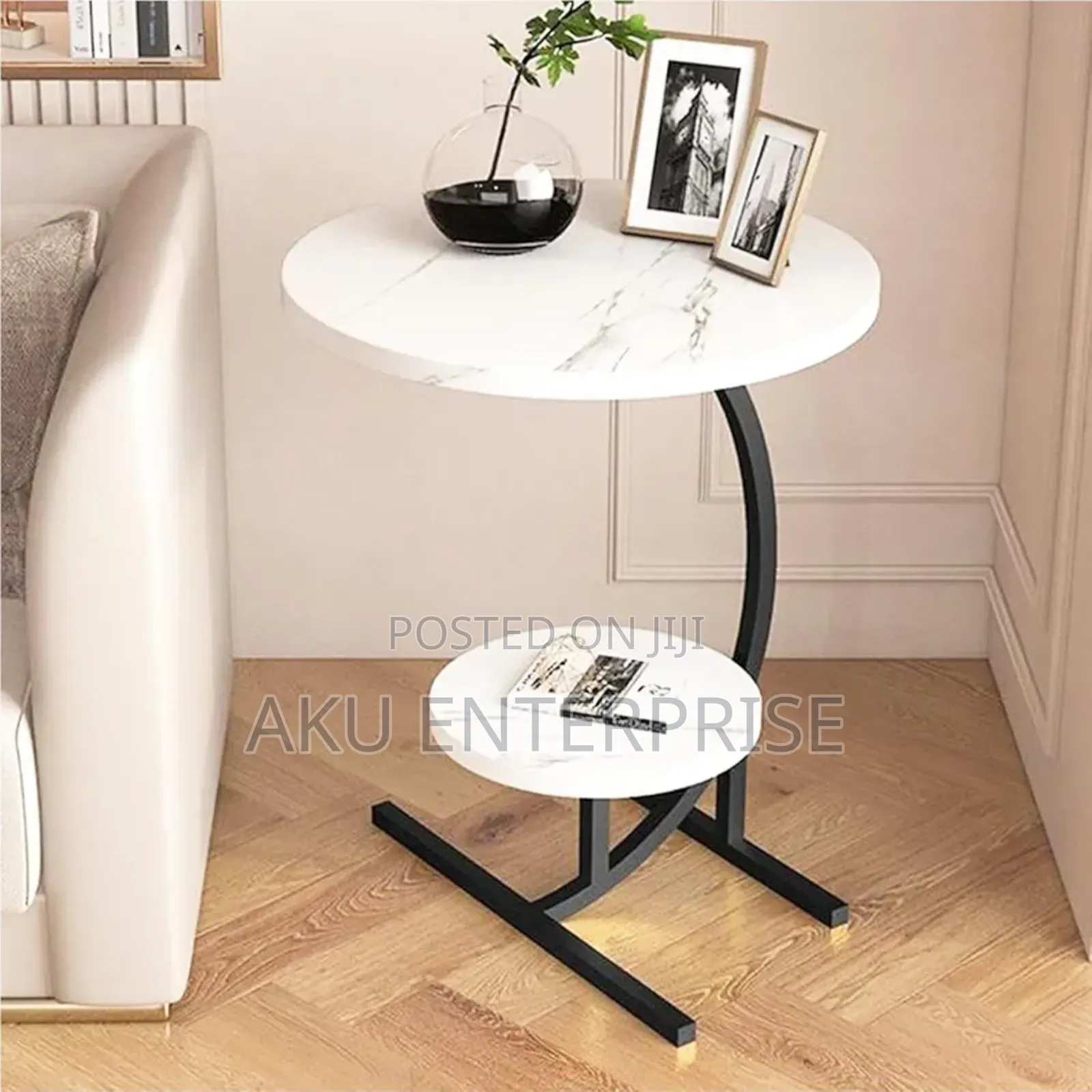 C-Shaped Snack Table Sofa Side Bedside Table for Living Room