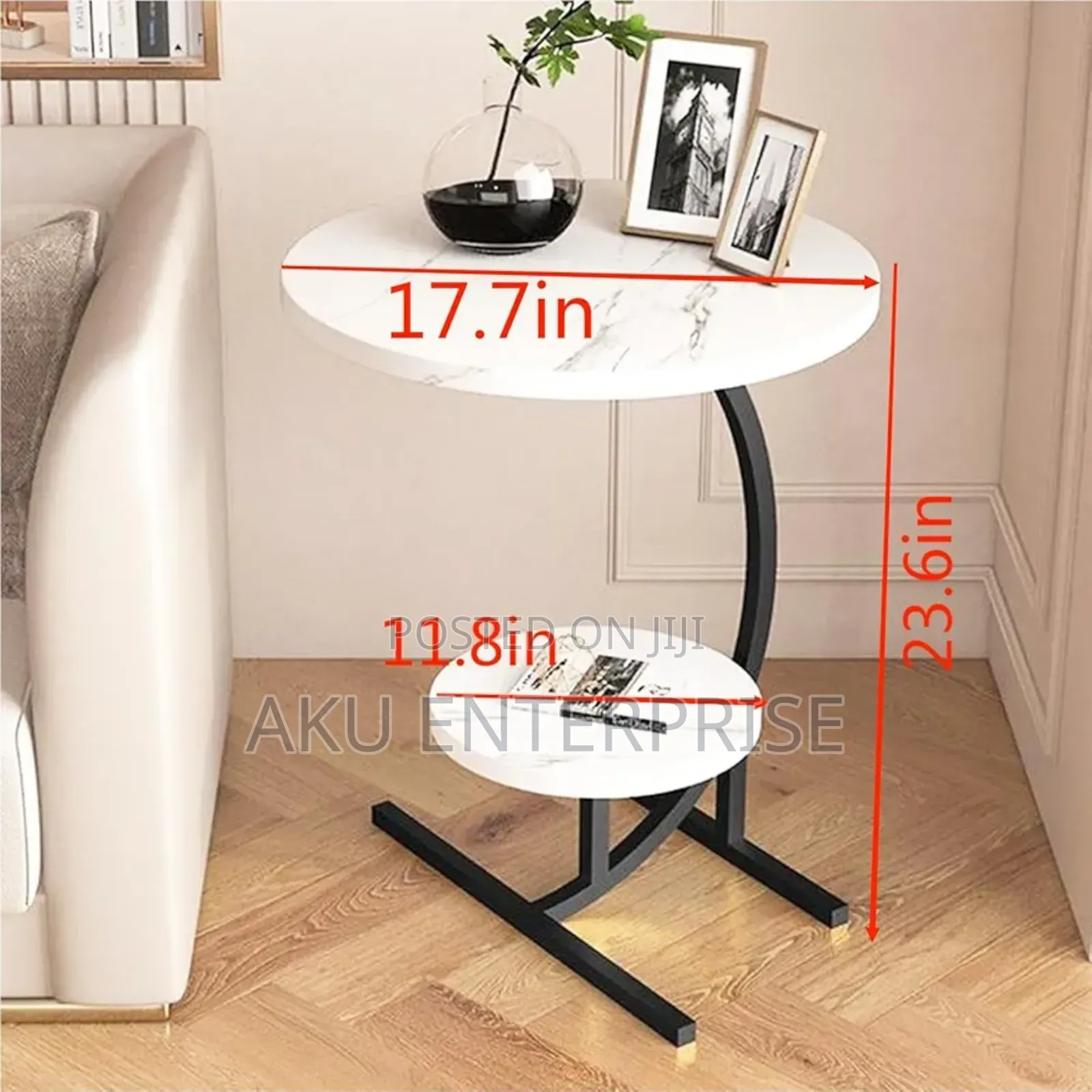 C-Shaped Snack Table Sofa Side Bedside Table for Living Room