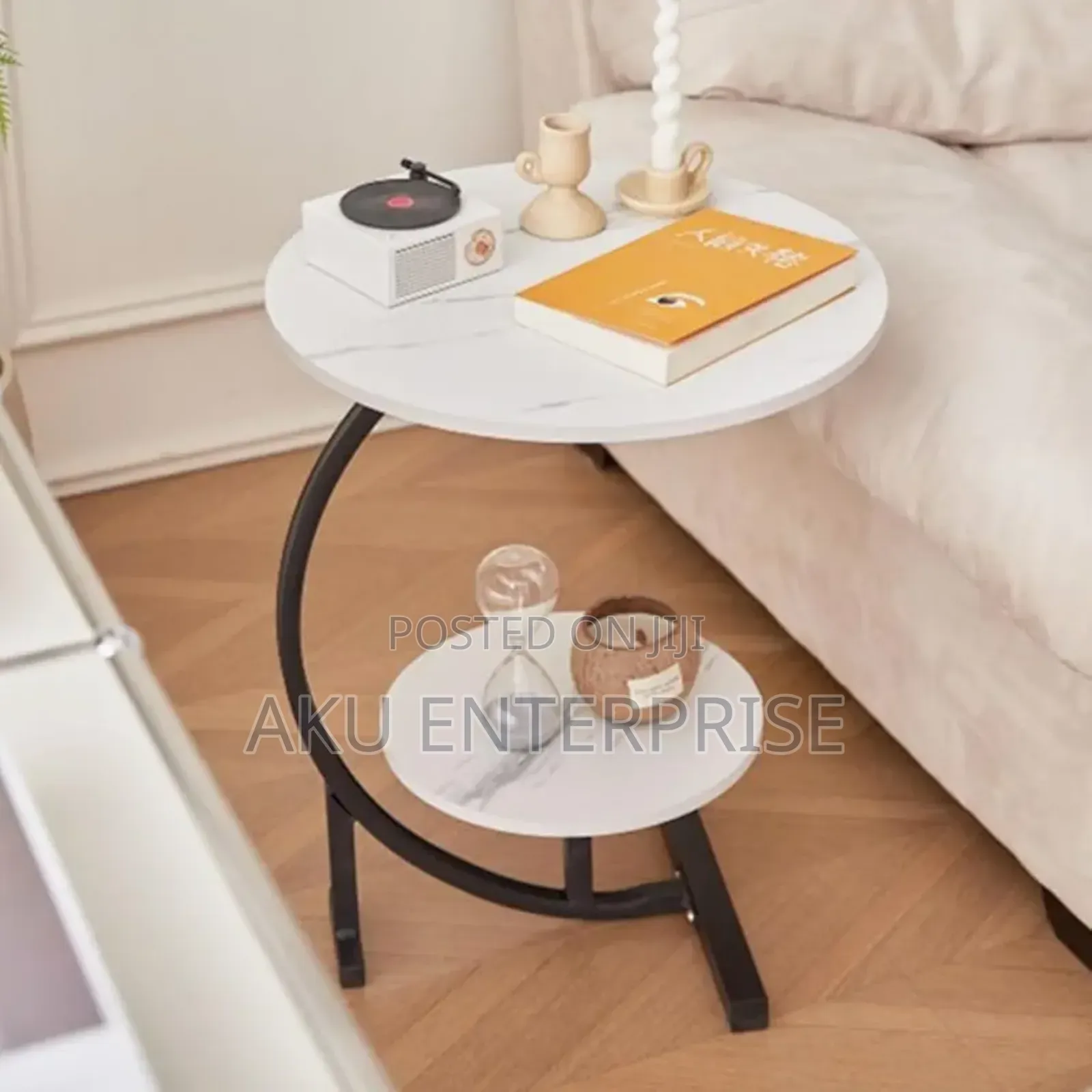 C-Shaped Snack Table Sofa Side Bedside Table for Living Room