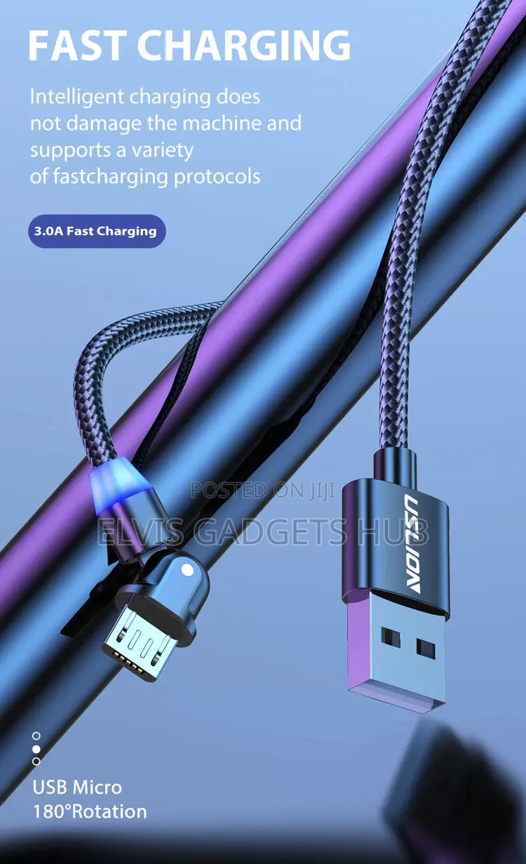 USLION Android Braided 180° Rotating Fast Charging Cable