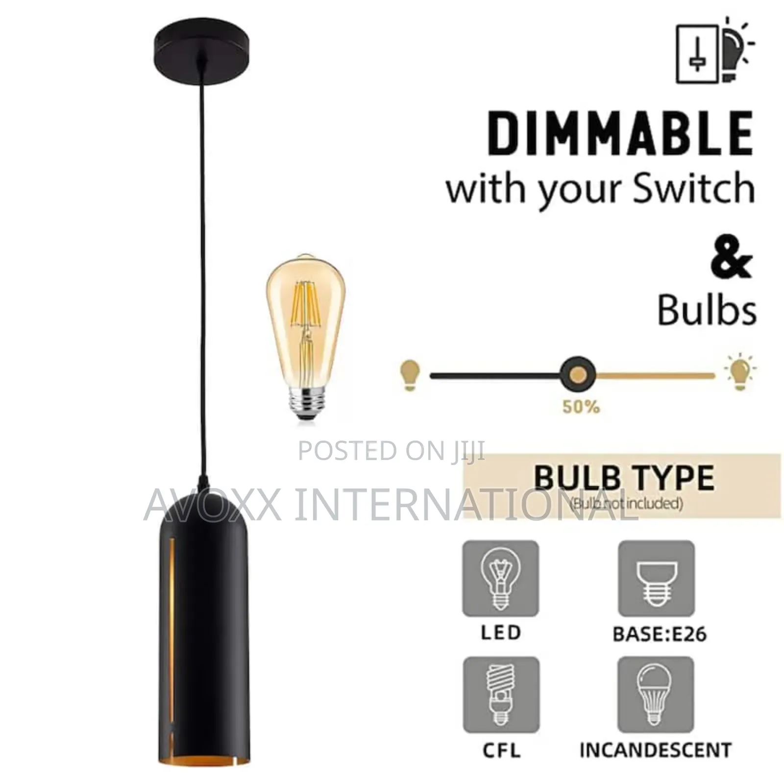 1-Light Industrial Cylinder Adjustable Hanging Light