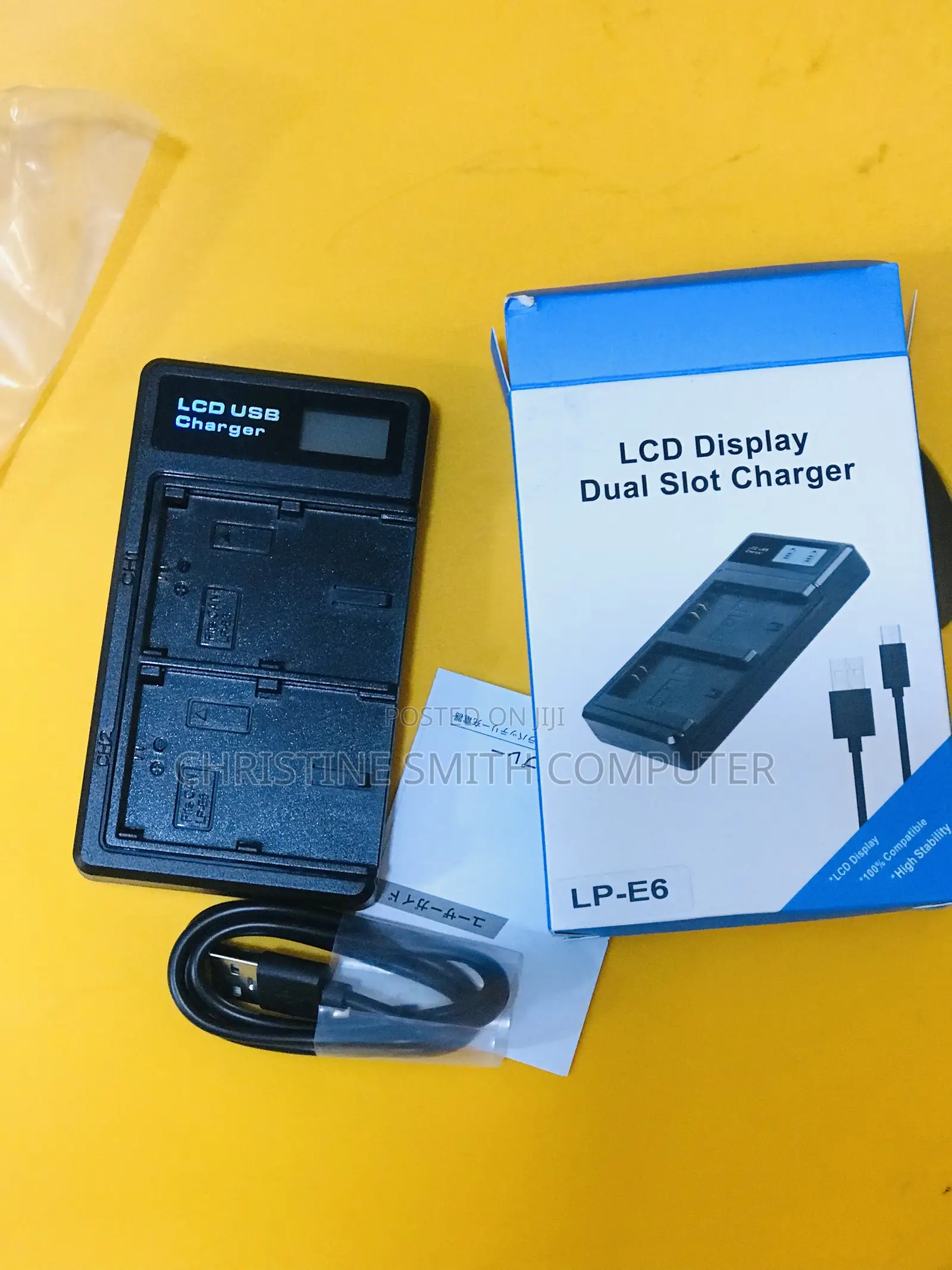 Canon Lp-E6 LCD Display Dual Slot Charger