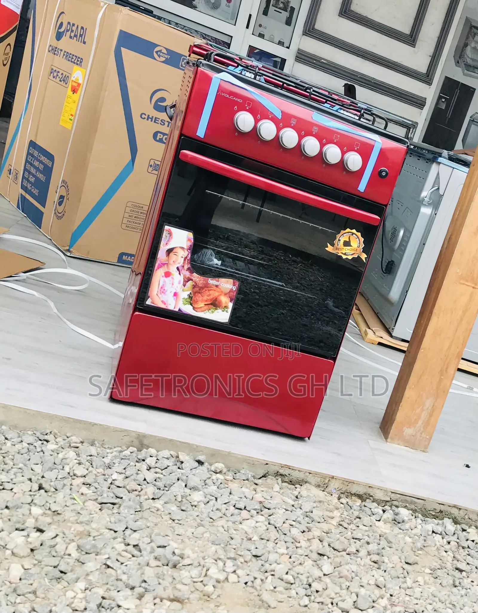 High Effective Oven 4 Burner Gas Volcano Red 50/50