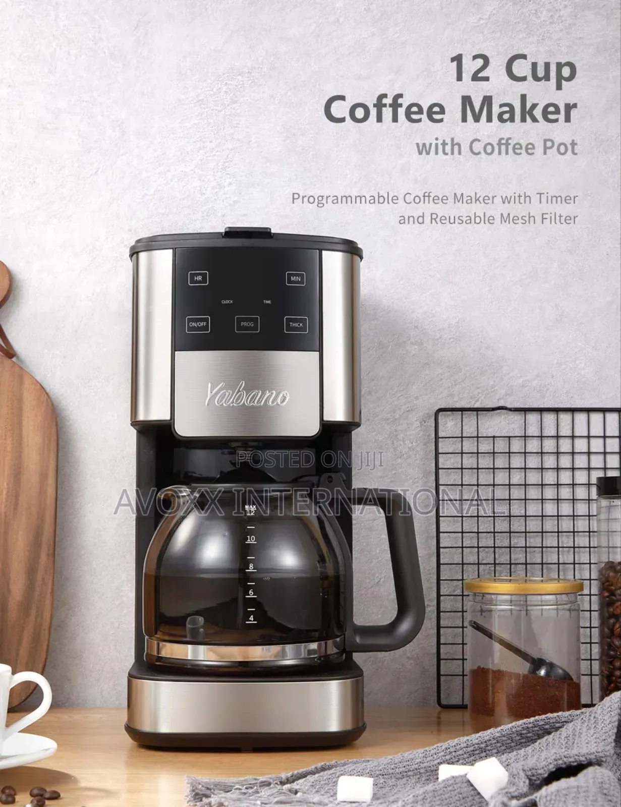 Yabano Programmable Coffee Maker, 12 Cups Coffee Maker
