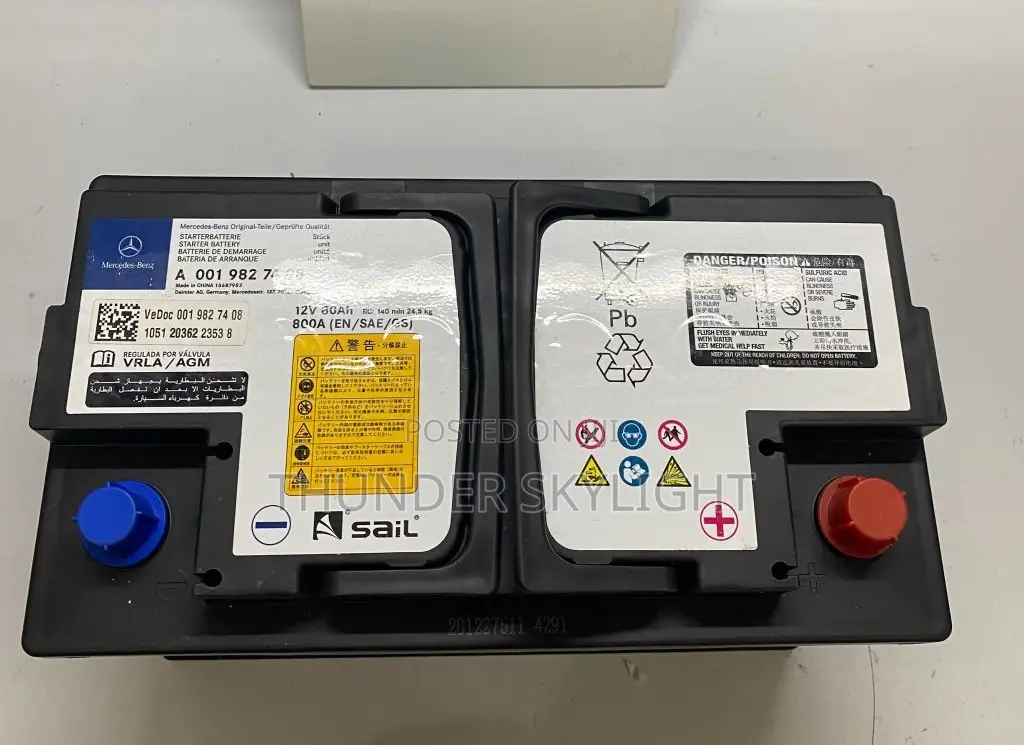 Mercedes Benz Agm 80ah Battery A0019827408 Star Stop