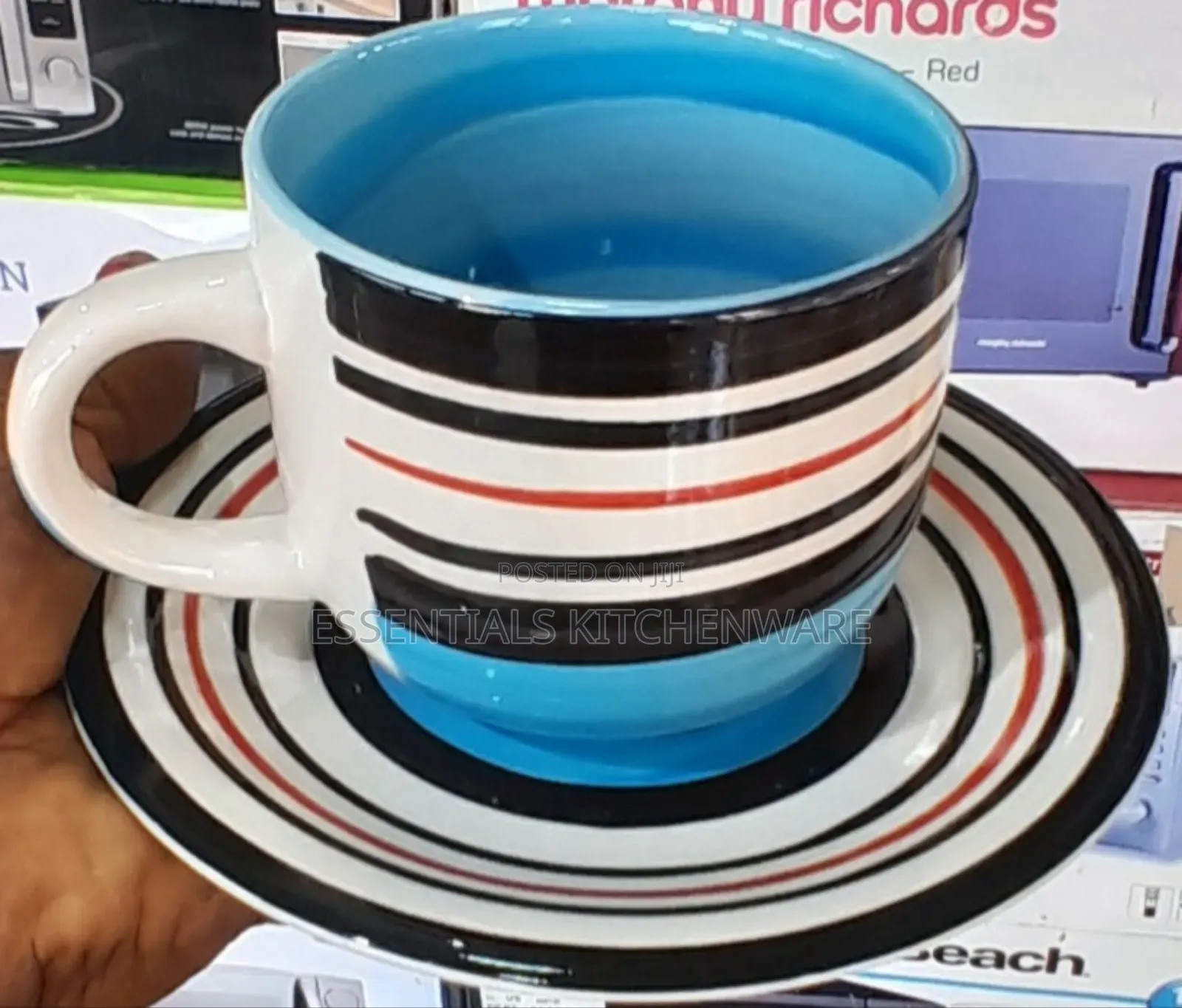 Colourful Ceramic Mug and Saucer