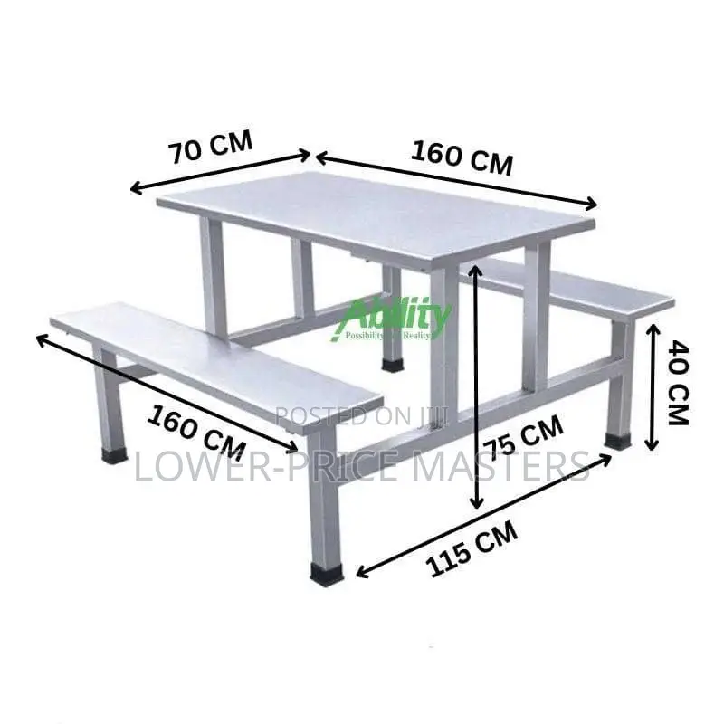 Silver Stainless Steel Table and Chair Complete Set