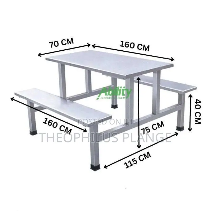 Silver Stainless Steel Restaurant, Canteen School Table