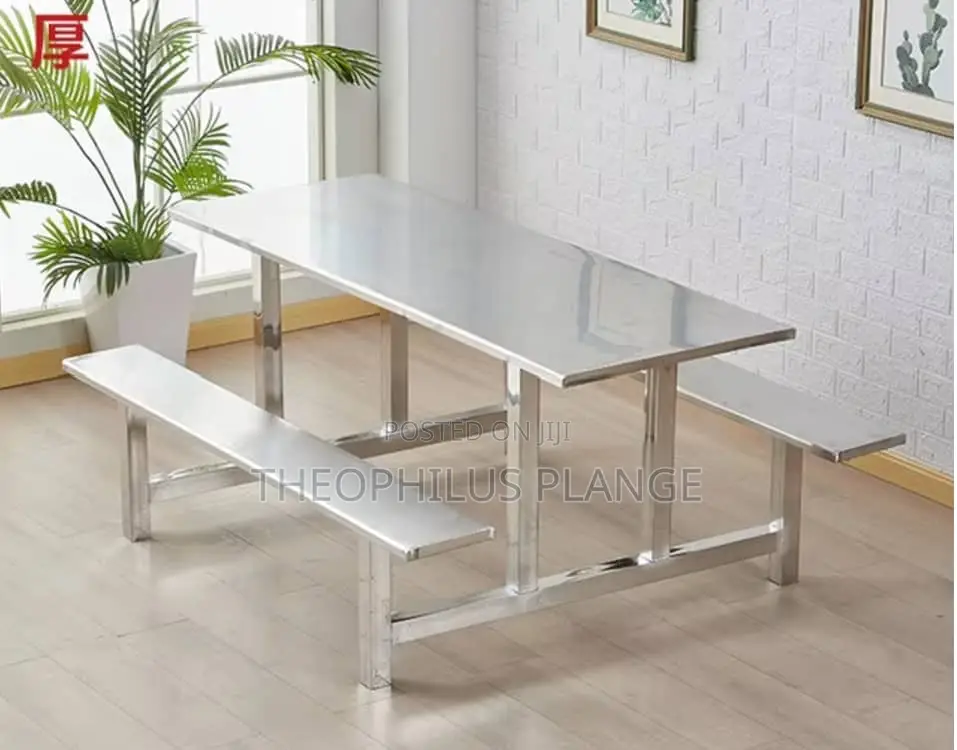 Silver Stainless Steel Restaurant, Canteen School Table