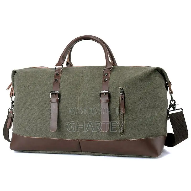 Large Capacity Canvas Leather Travel Bags Green