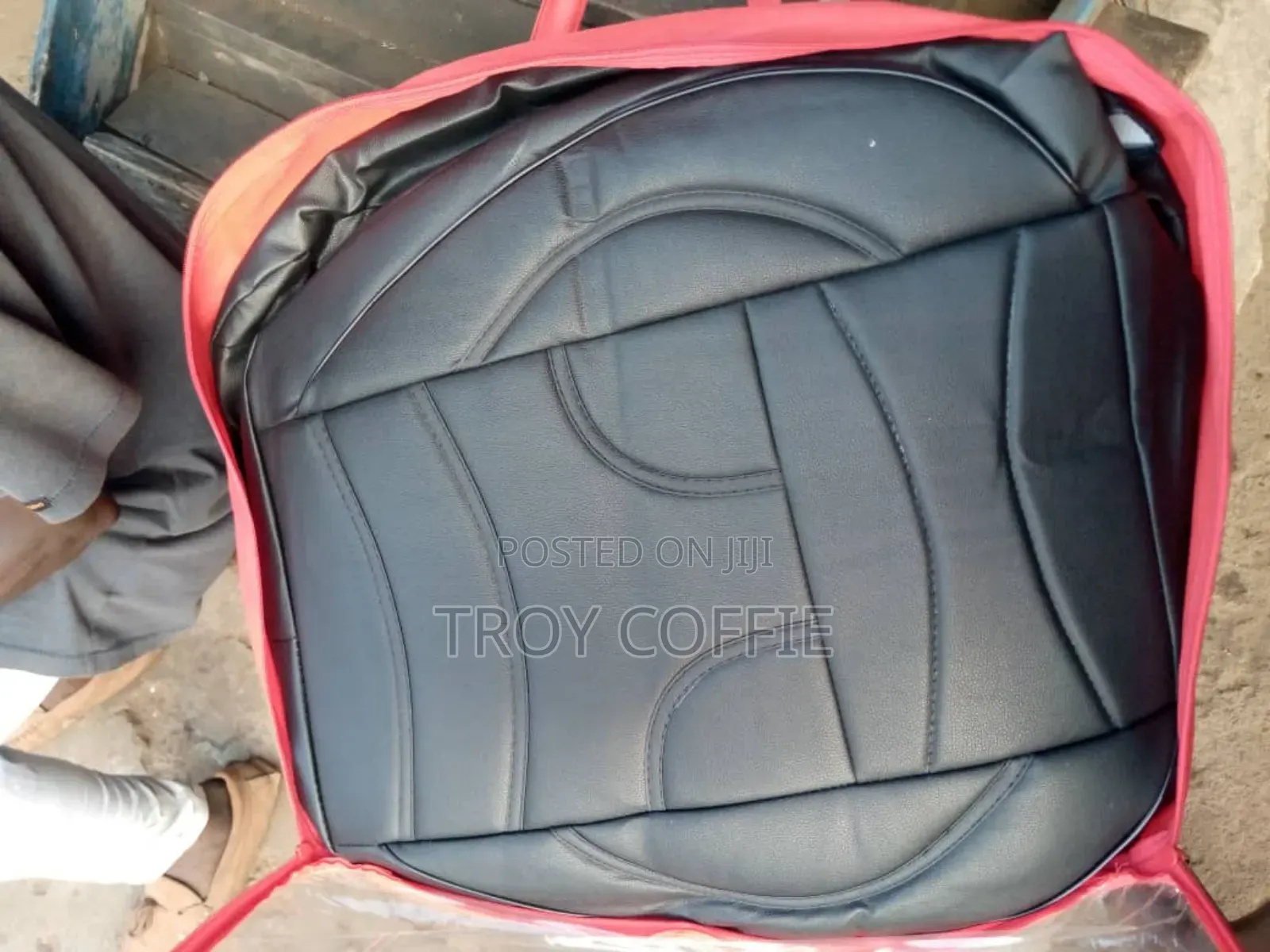 Seat Cover Black Leather Fabric
