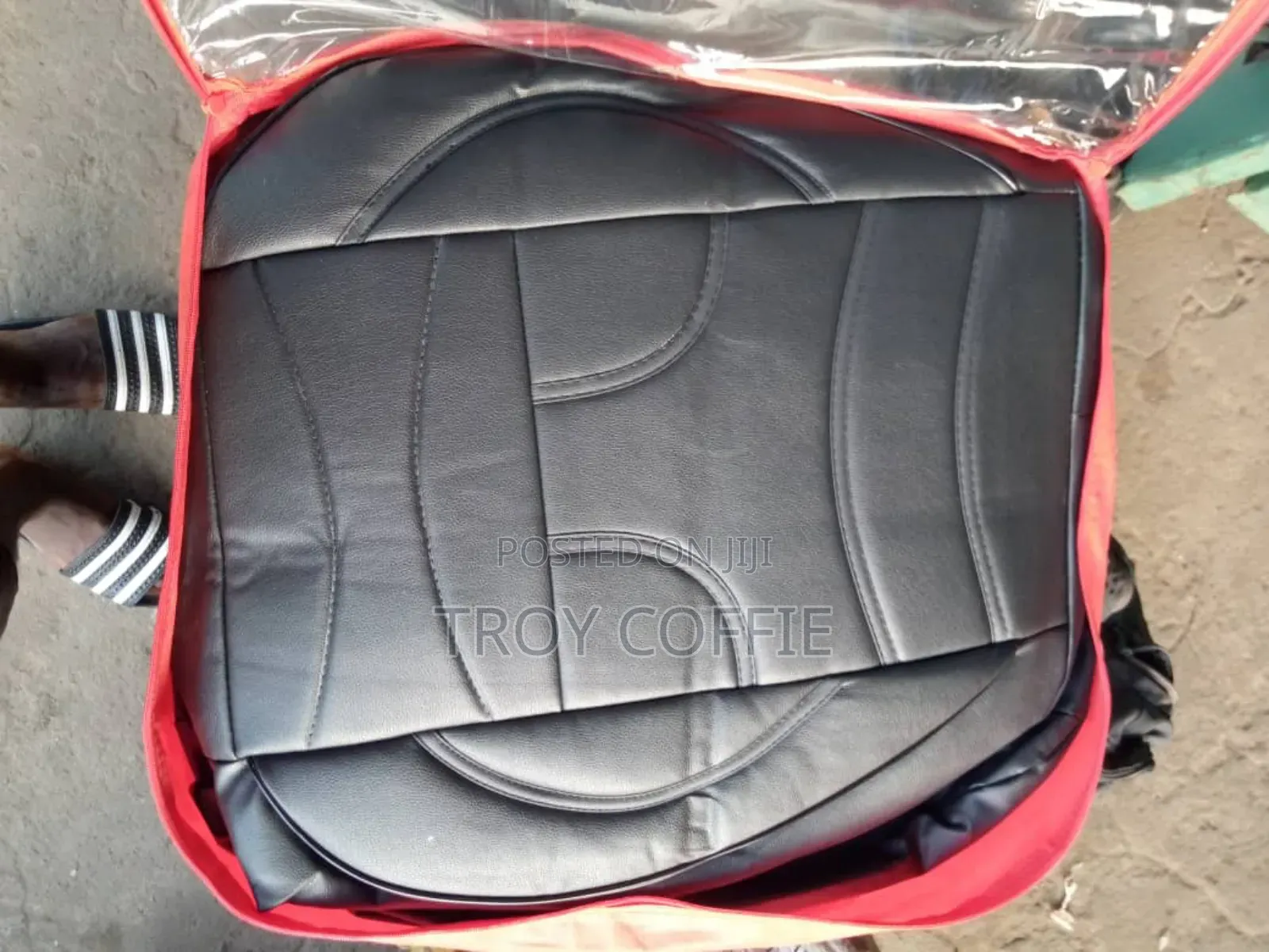 Seat Cover Black Leather Fabric