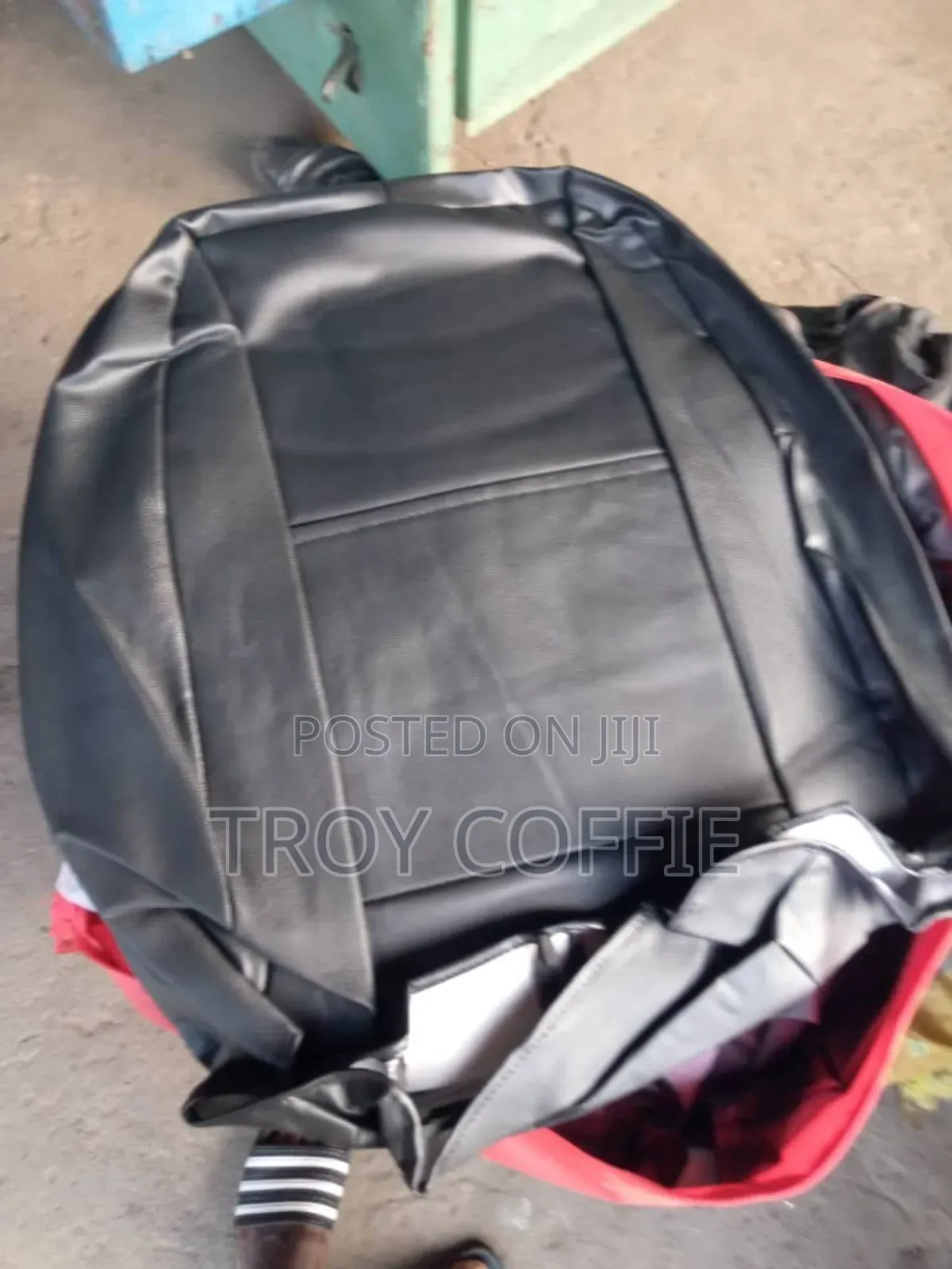 Seat Cover Black Leather Fabric