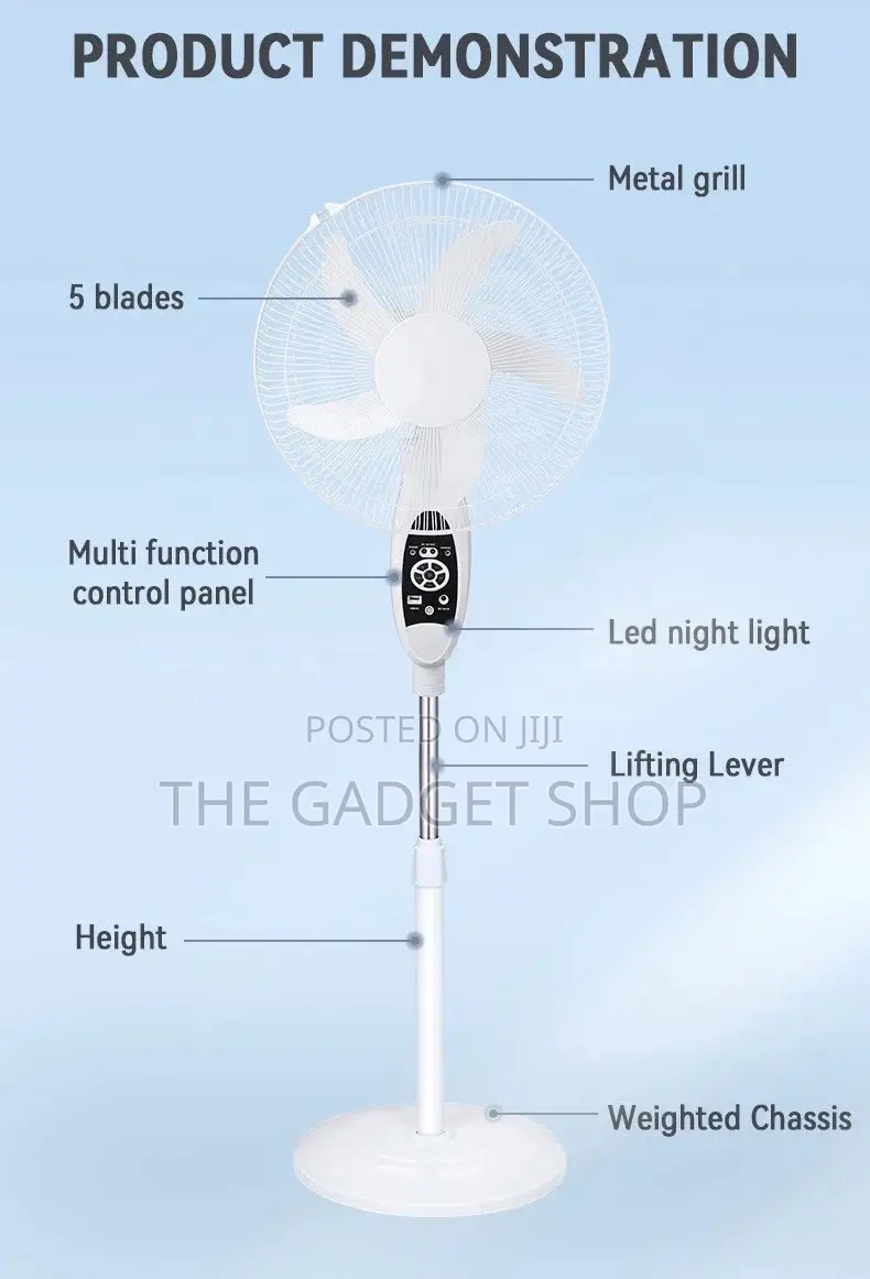 Rechargeable Standing Fan With Speaker