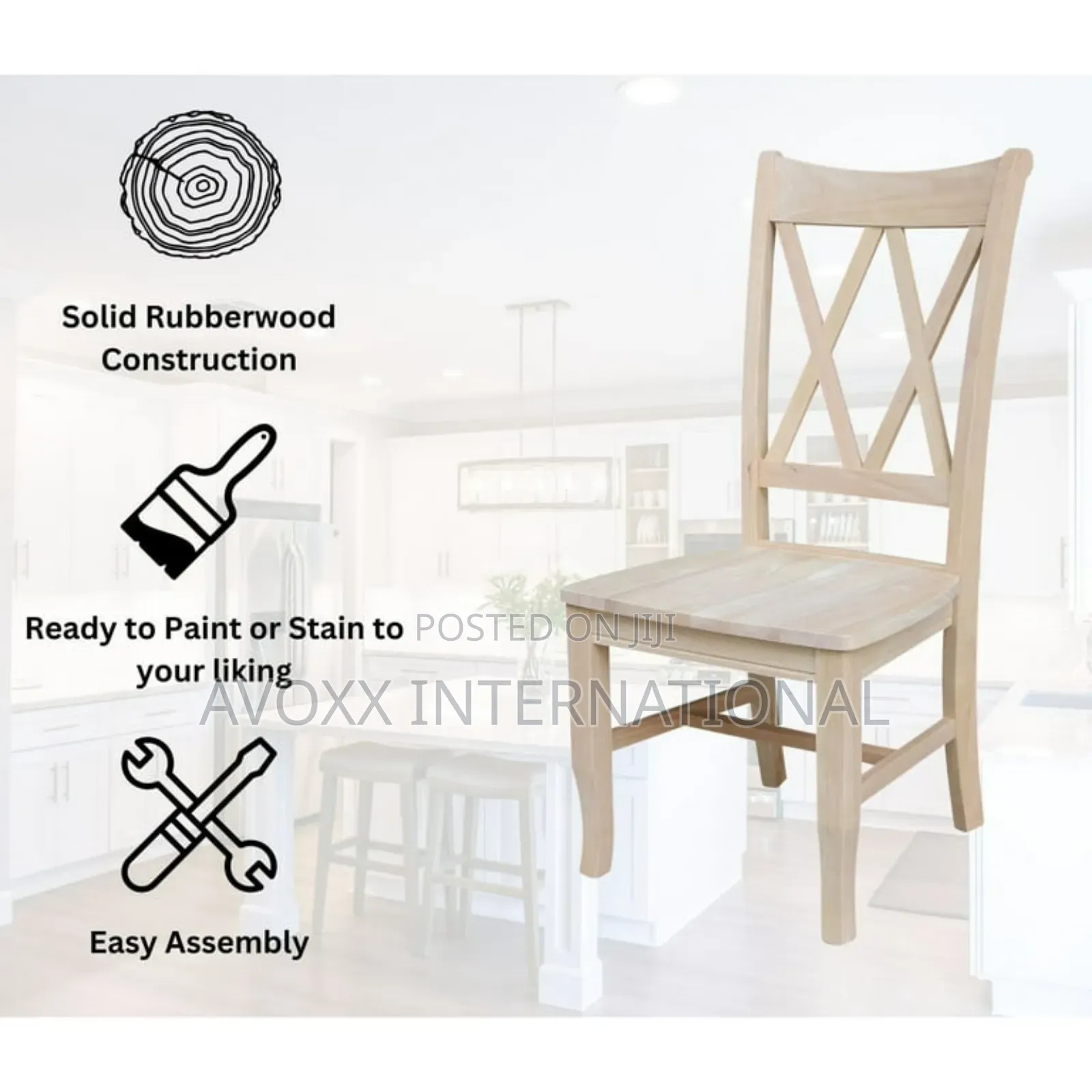 Lynn Solid Wood Double X-Back Stools (Set of 2