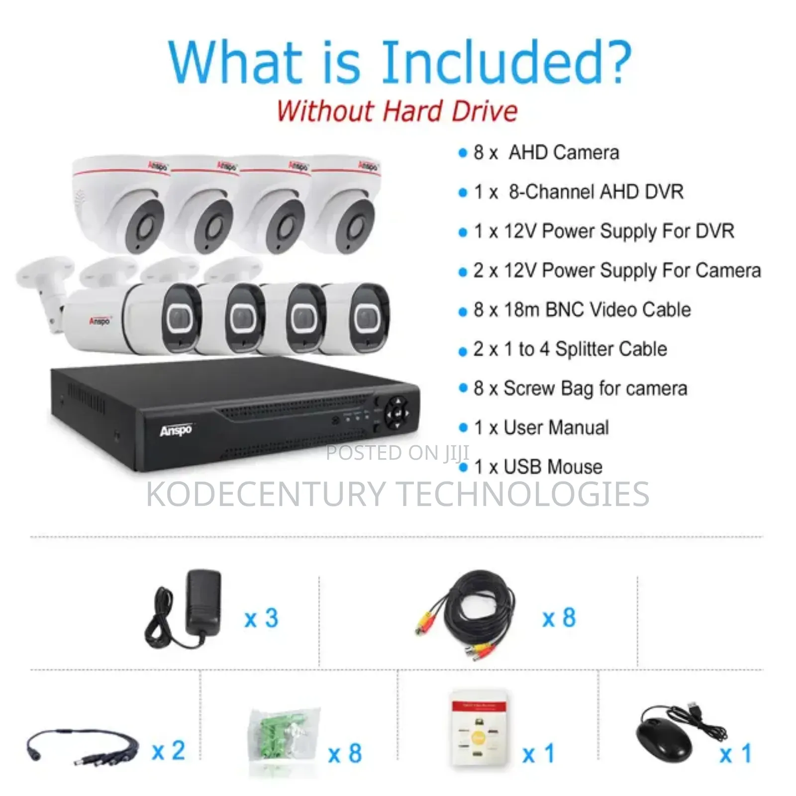 8 Channels CCTV Kit (Anspo, 5mp, Analog)