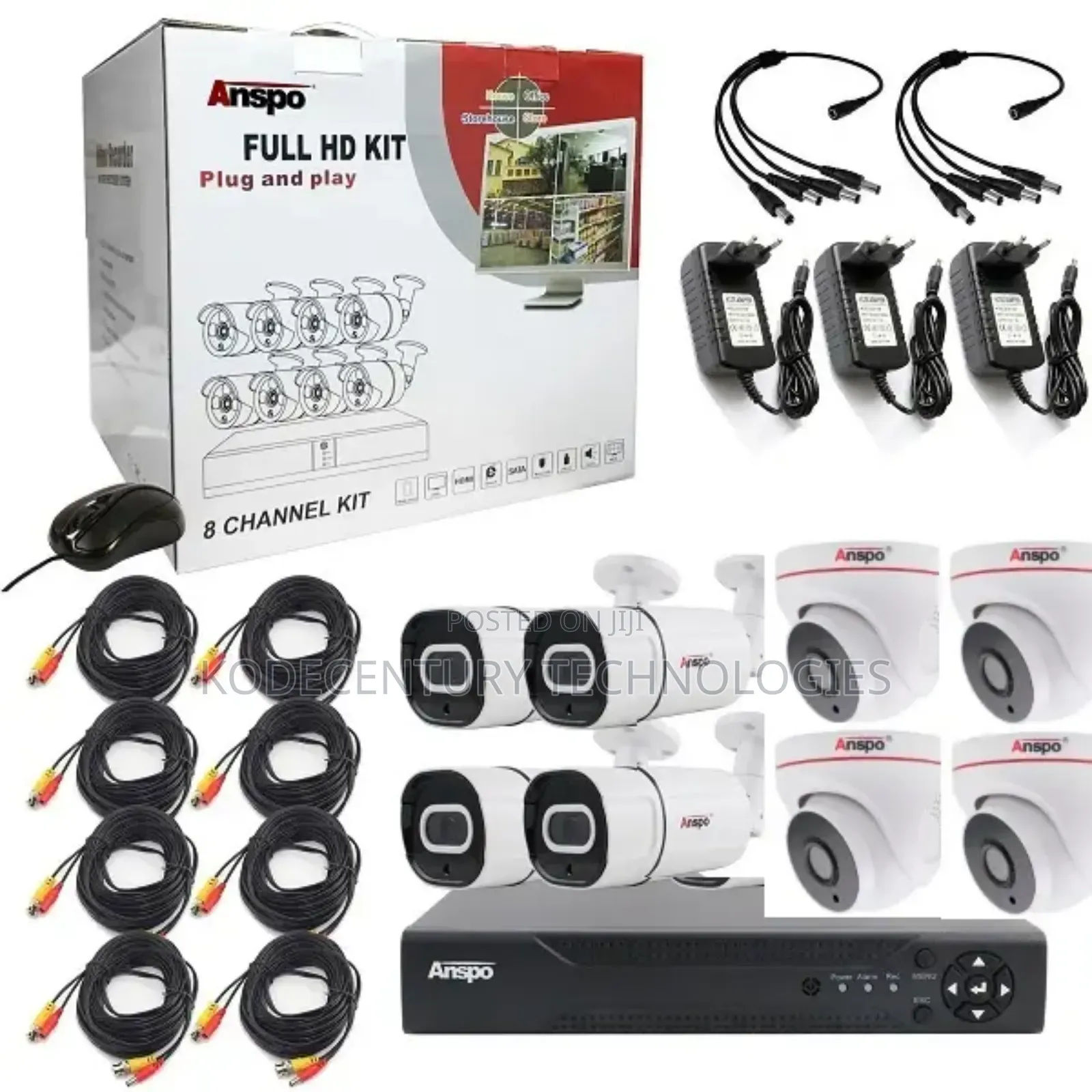8 Channels CCTV Kit (Anspo, 5mp, Analog)